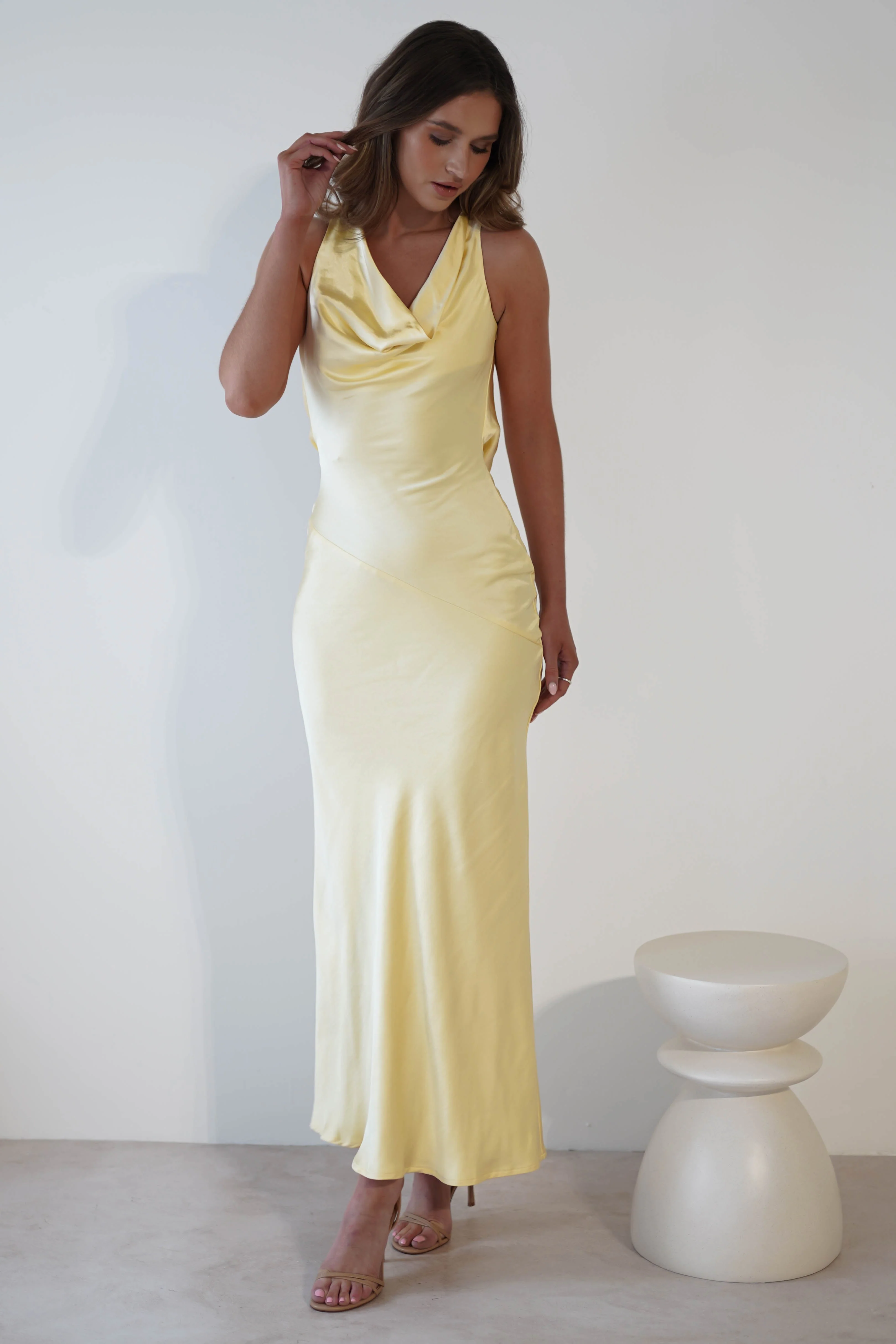 Leah Cowl Neckline Maxi Dress | Yellow - Image 4