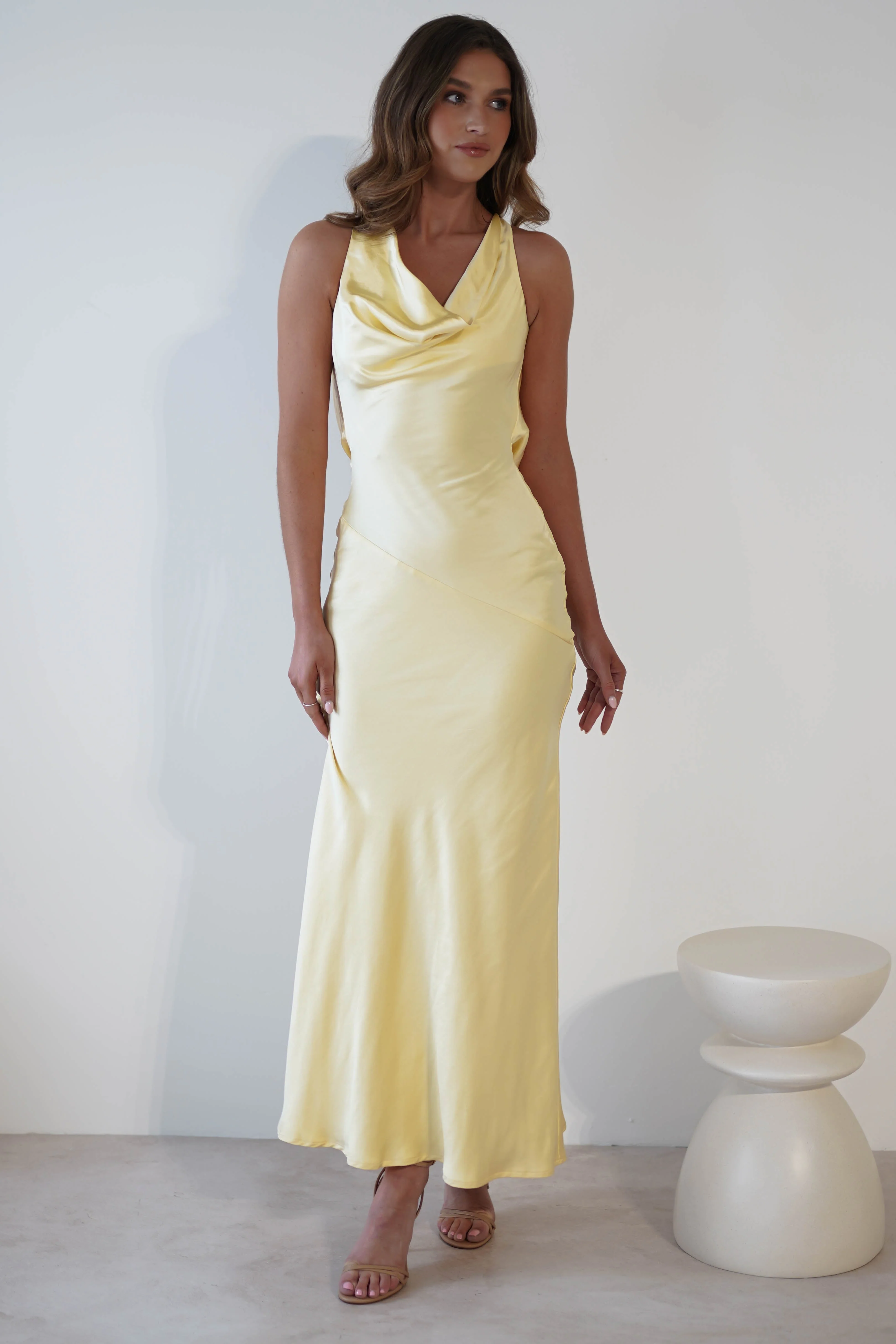 Leah Cowl Neckline Maxi Dress | Yellow - Image 8