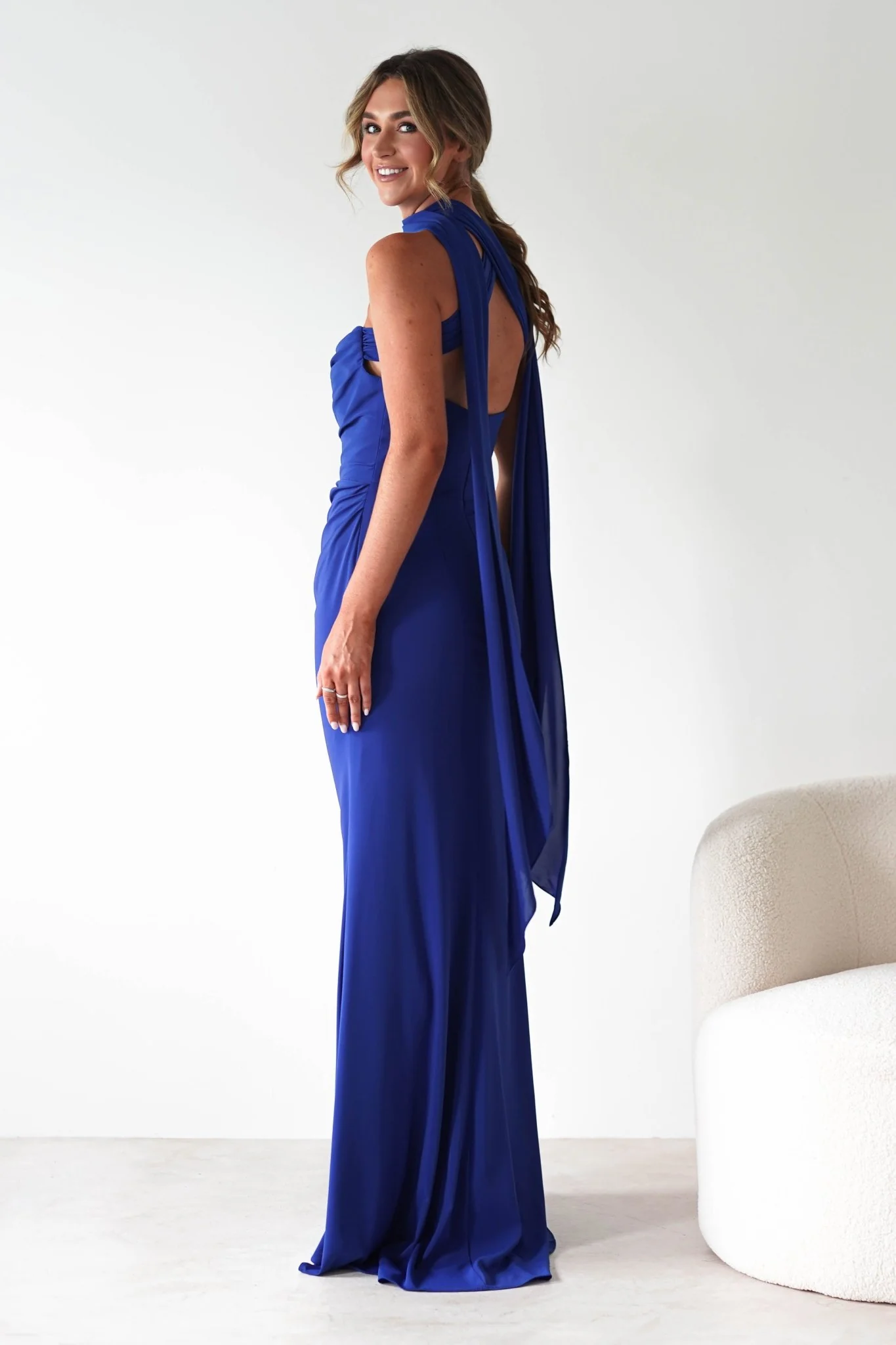 Lisa Multiway Chiffon Gown | Cobalt Blue - Image 10