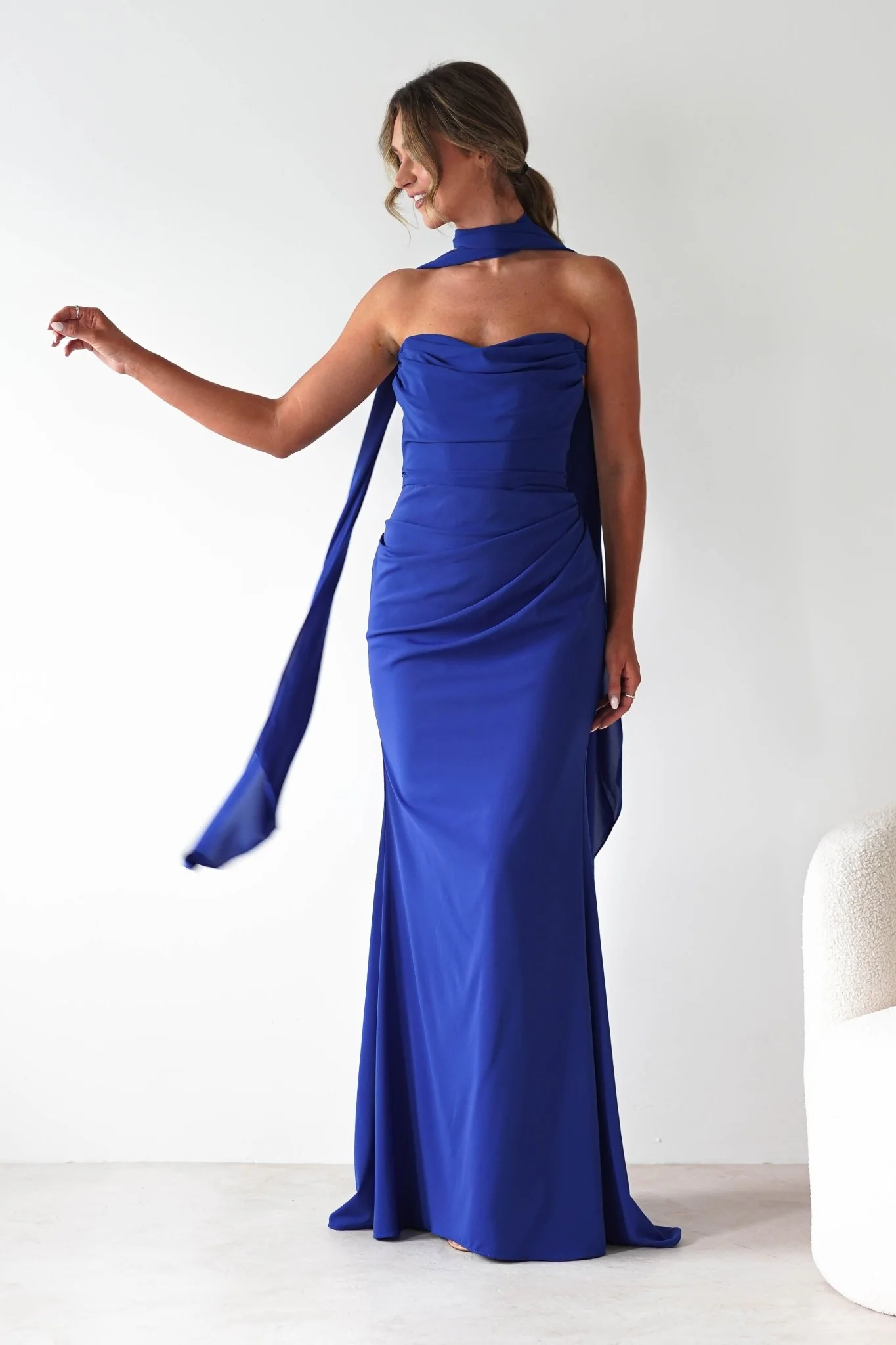 Lisa Multiway Chiffon Gown | Cobalt Blue - Image 11
