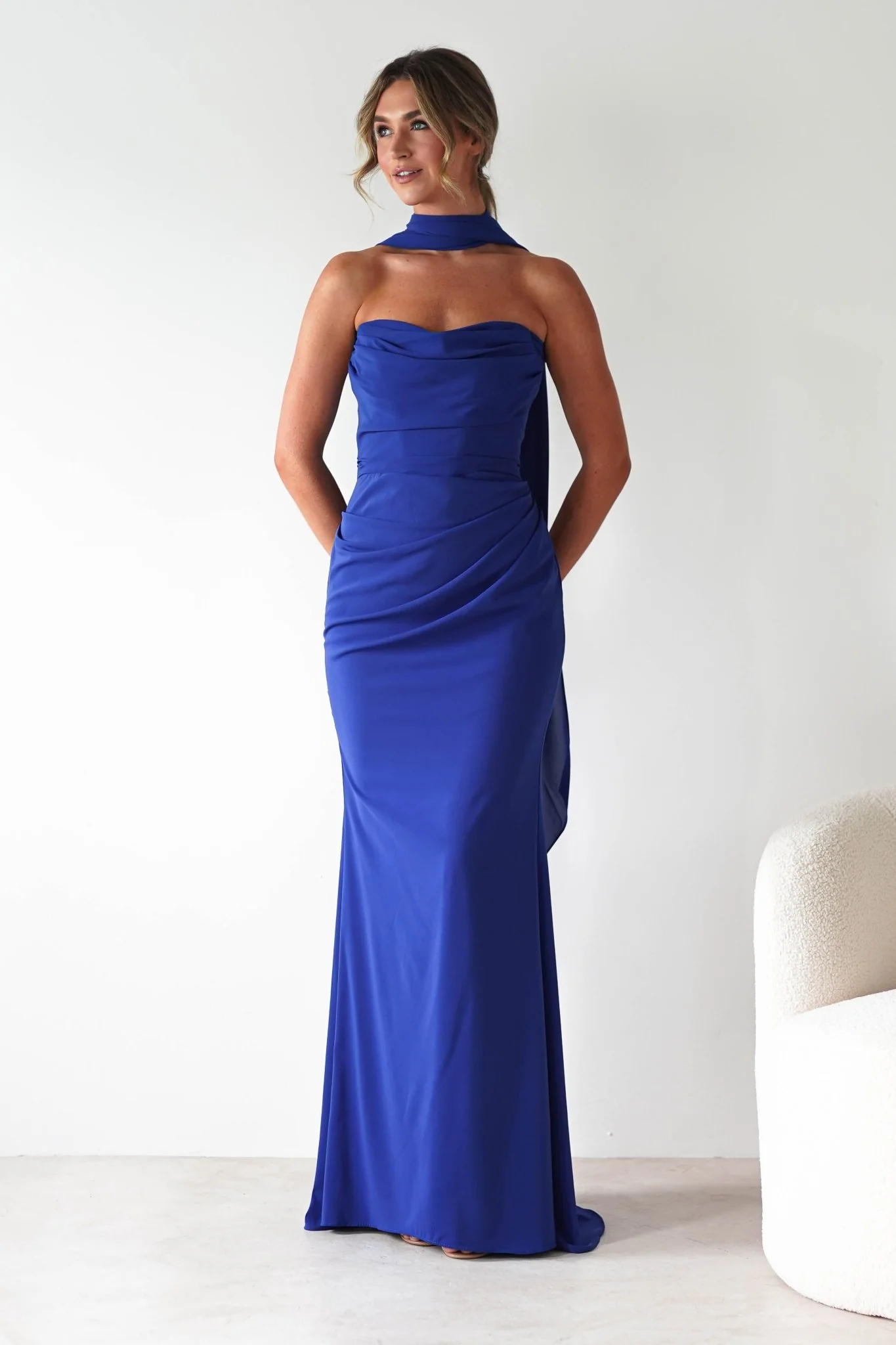Lisa Multiway Chiffon Gown | Cobalt Blue - Image 14