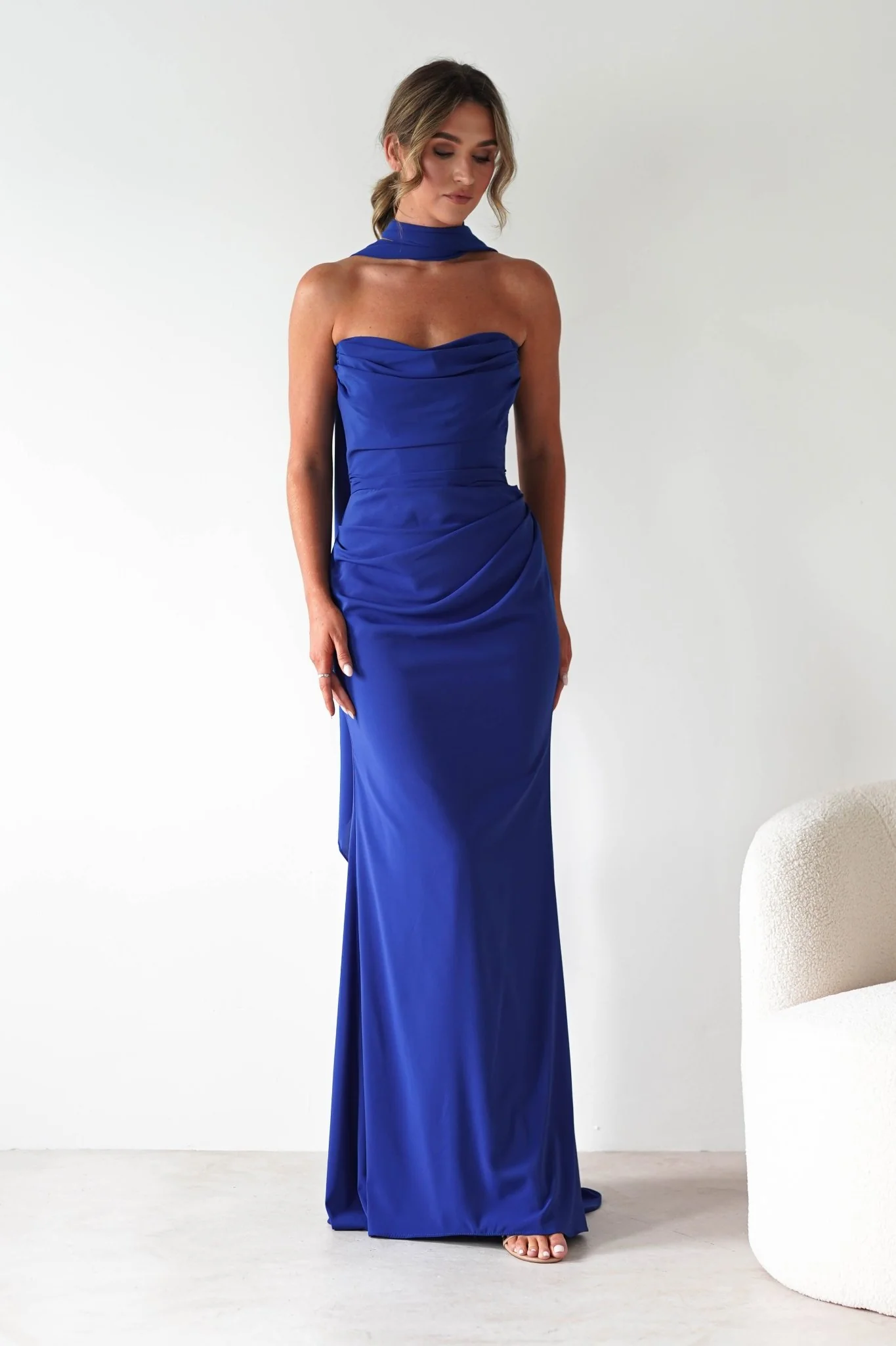 Lisa Multiway Chiffon Gown | Cobalt Blue - Image 16