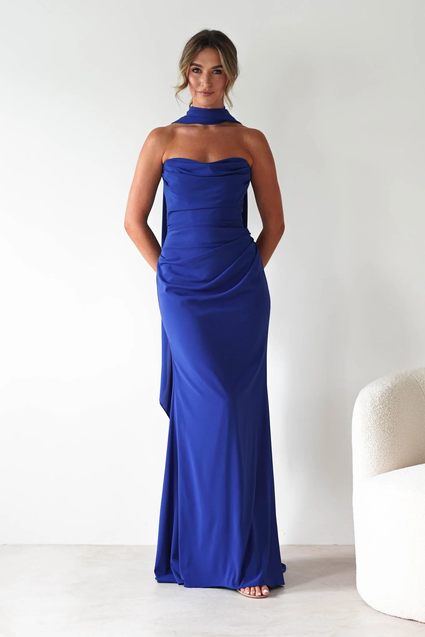 Lisa Multiway Chiffon Gown | Cobalt Blue - Image 17