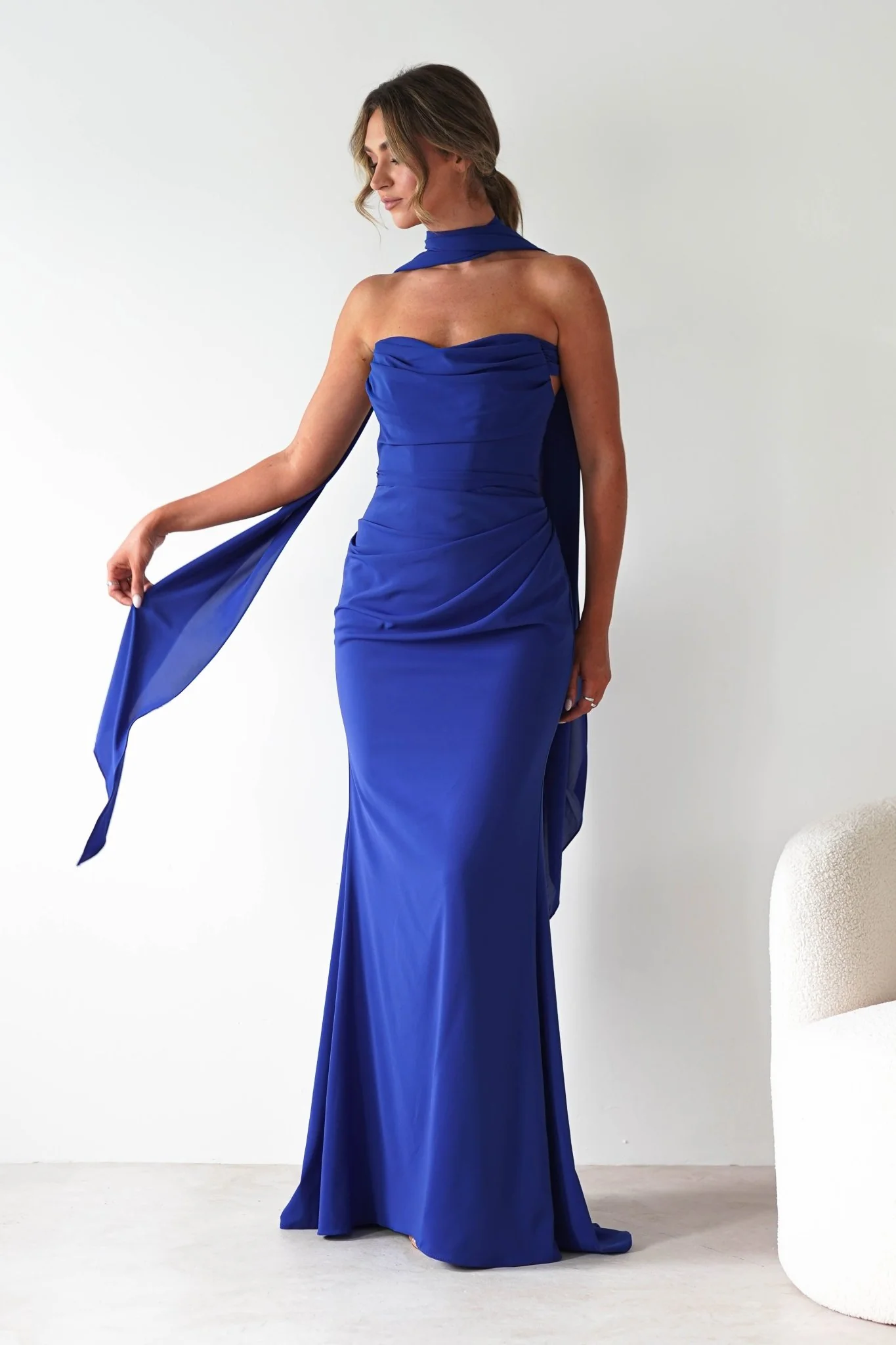 Lisa Multiway Chiffon Gown | Cobalt Blue - Image 3