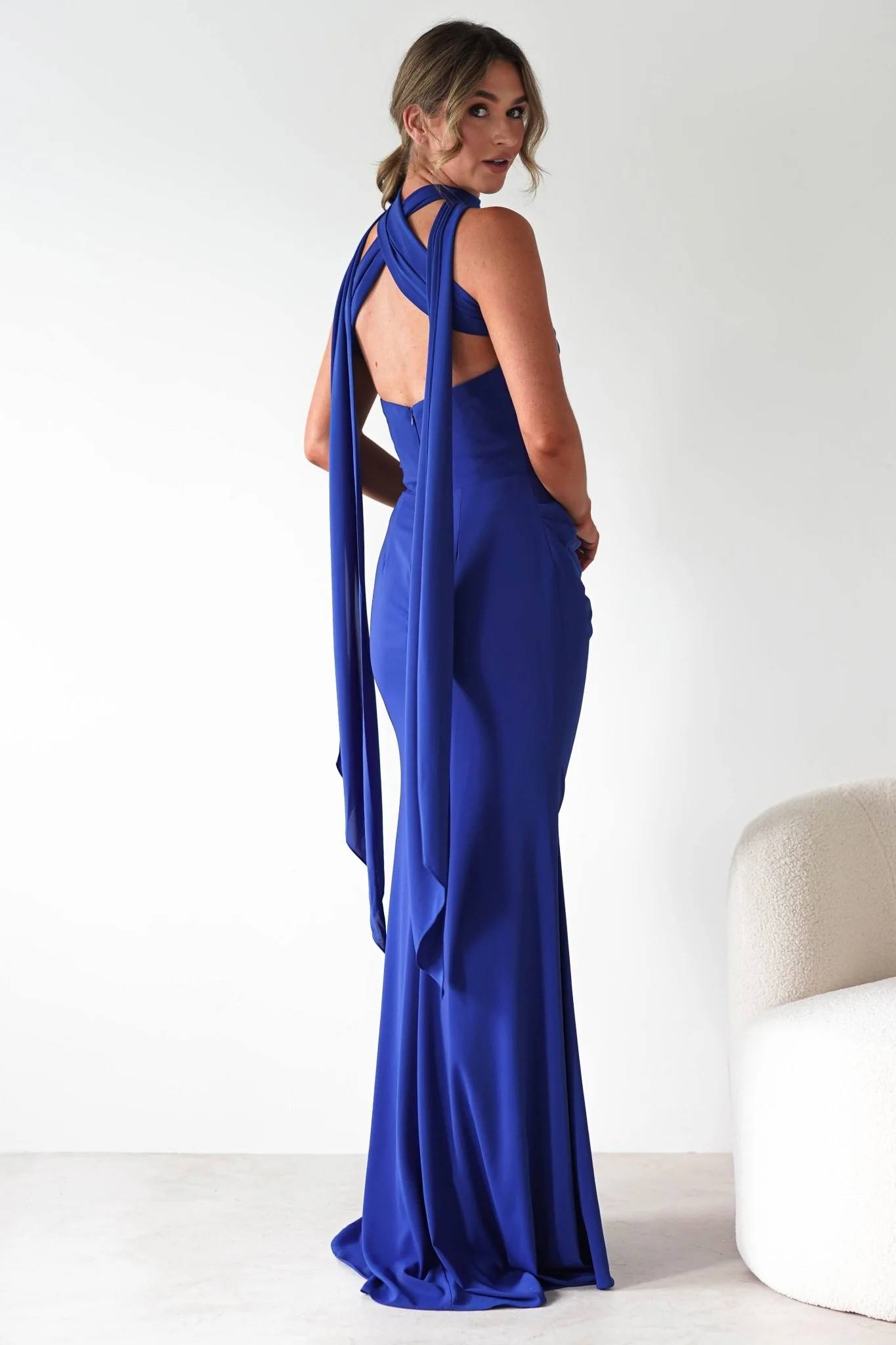 Lisa Multiway Chiffon Gown | Cobalt Blue - Image 8