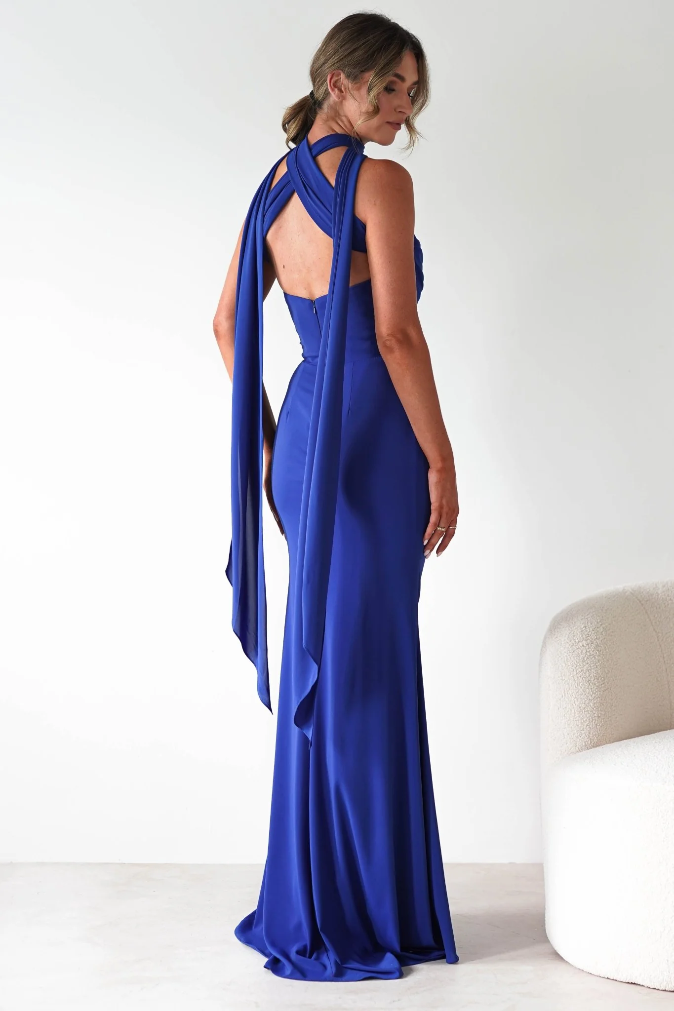 Lisa Multiway Chiffon Gown | Cobalt Blue - Image 9