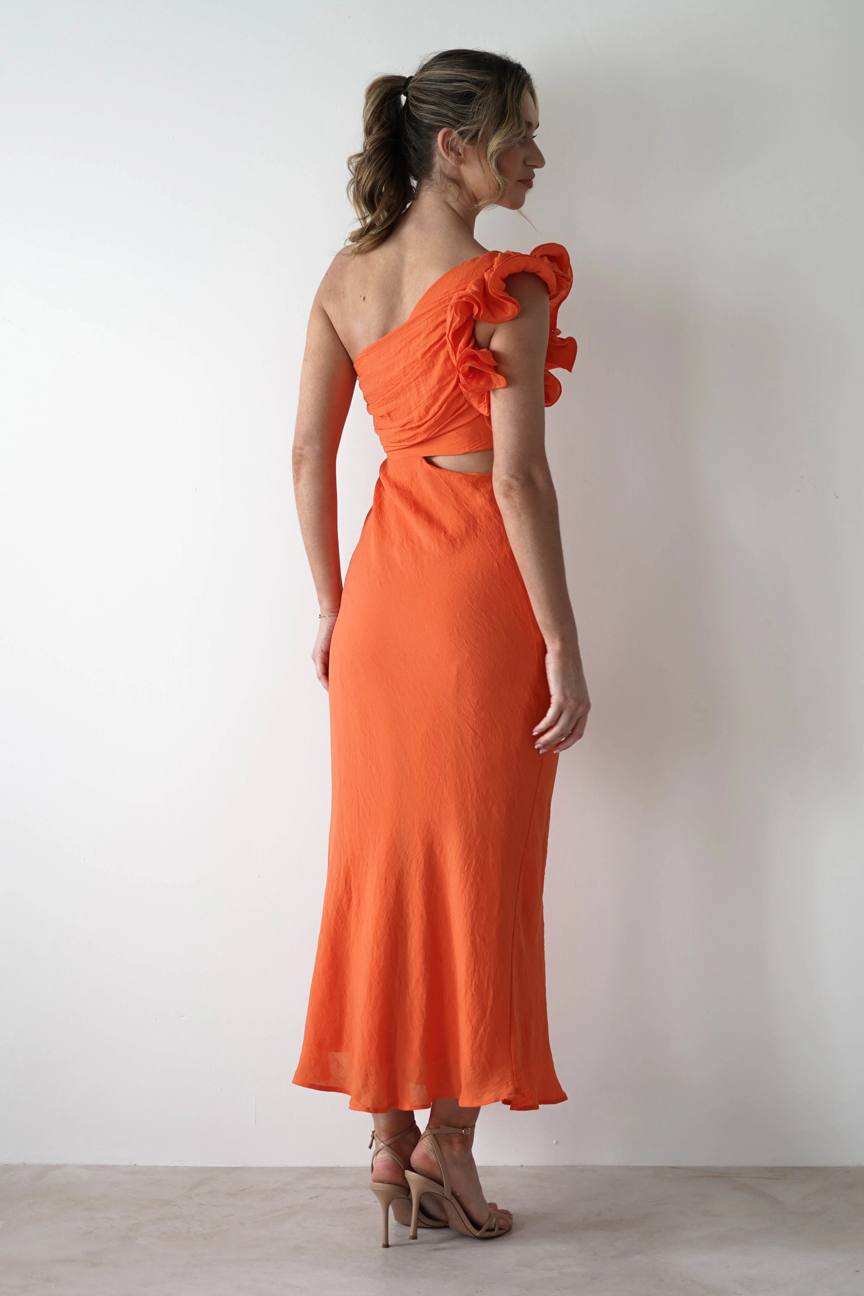 Logen Ruffle Sleeve Midaxi | Orange - Image 6