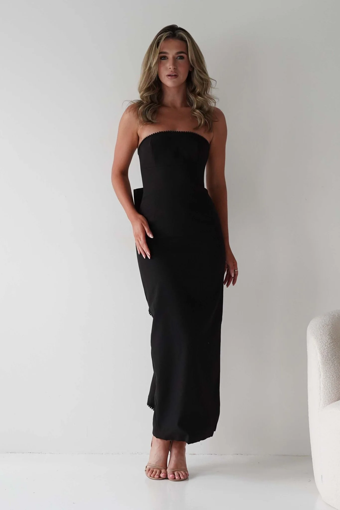 Louisiana Pearl Bow Strapless Dress | Black - Image 4