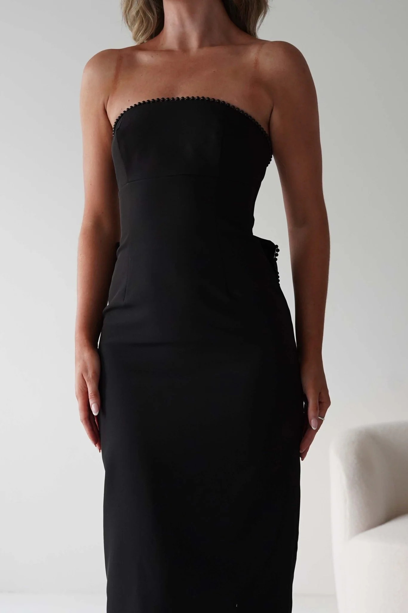 Louisiana Pearl Bow Strapless Dress | Black - Image 5