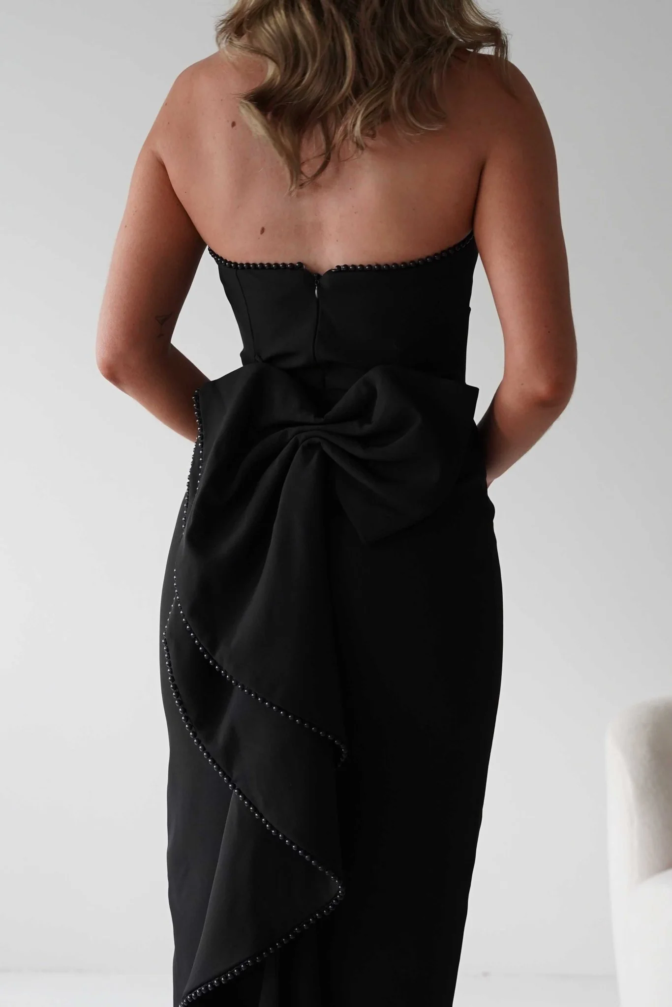 Louisiana Pearl Bow Strapless Dress | Black - Image 6