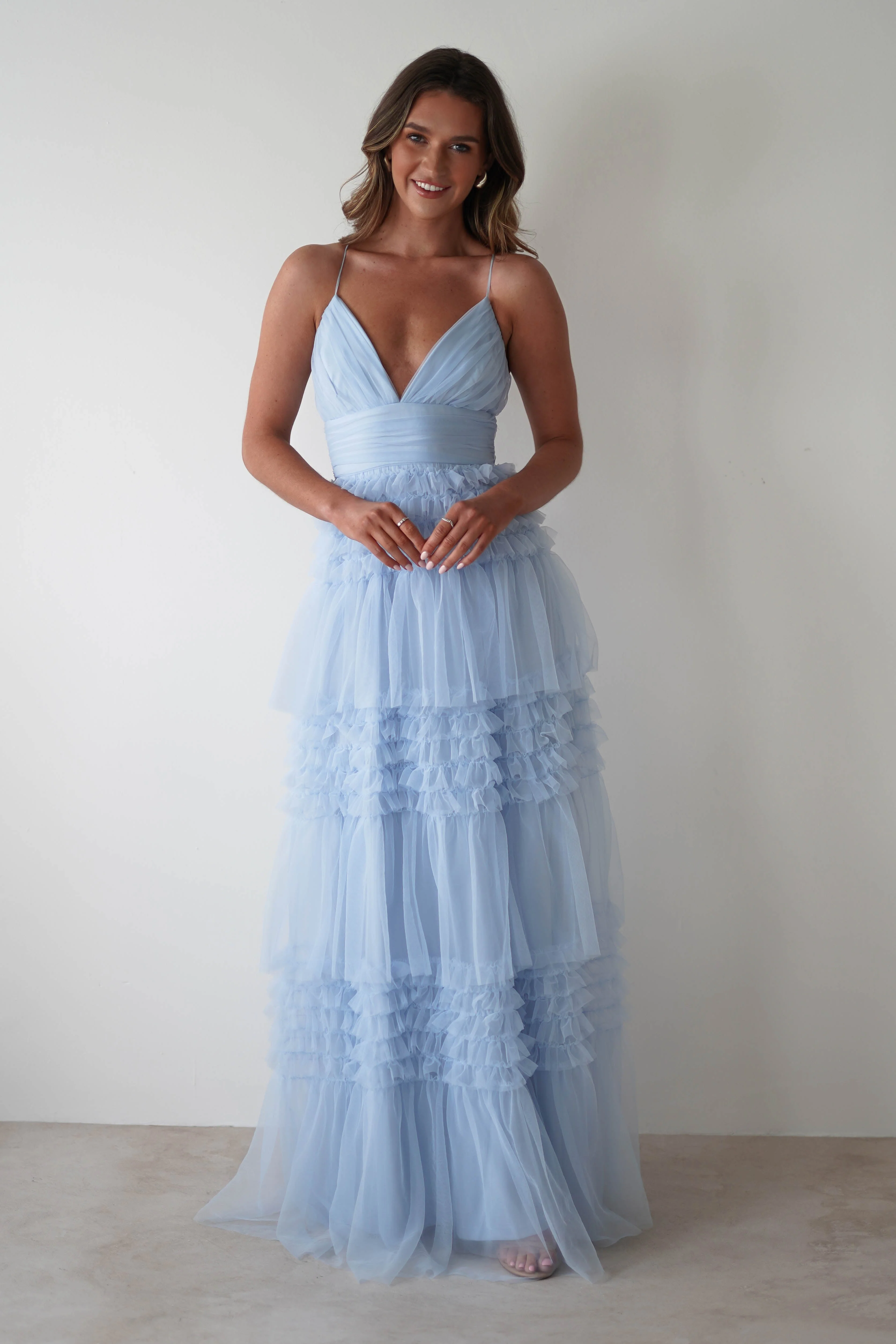 Madeleine Tulle Layered Maxi Dress | Blue - Image 10