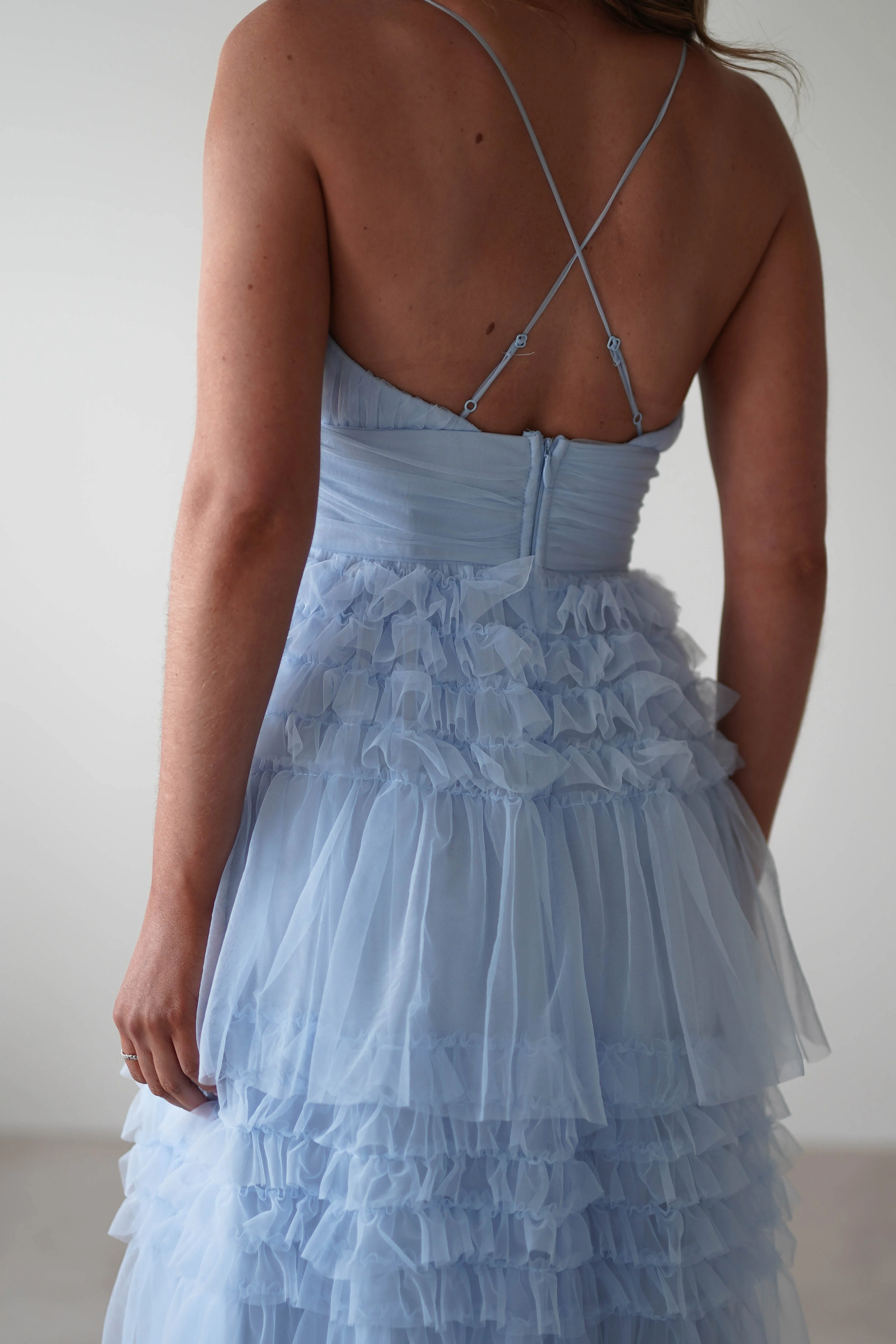 Madeleine Tulle Layered Maxi Dress | Blue - Image 3