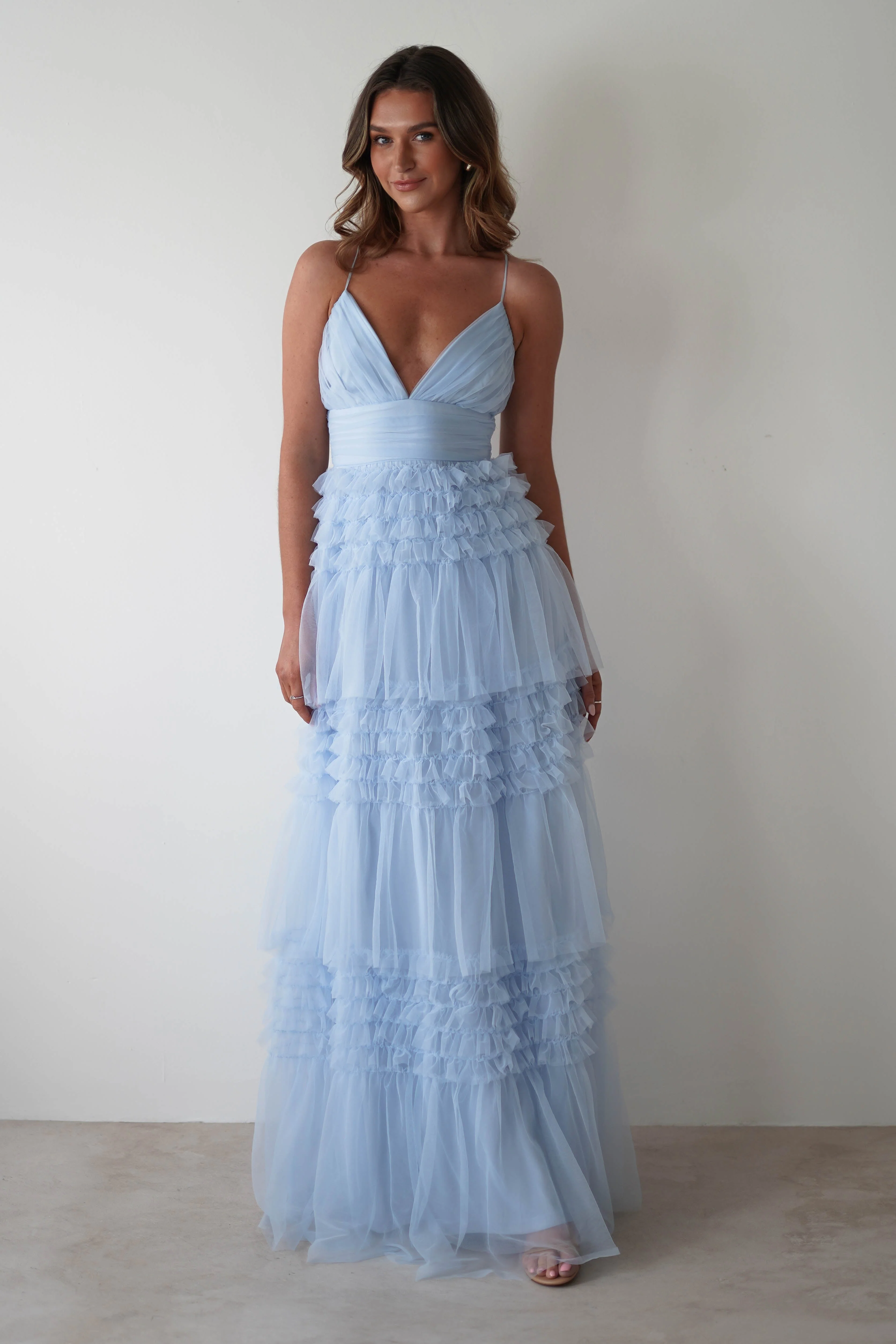 Madeleine Tulle Layered Maxi Dress | Blue - Image 4