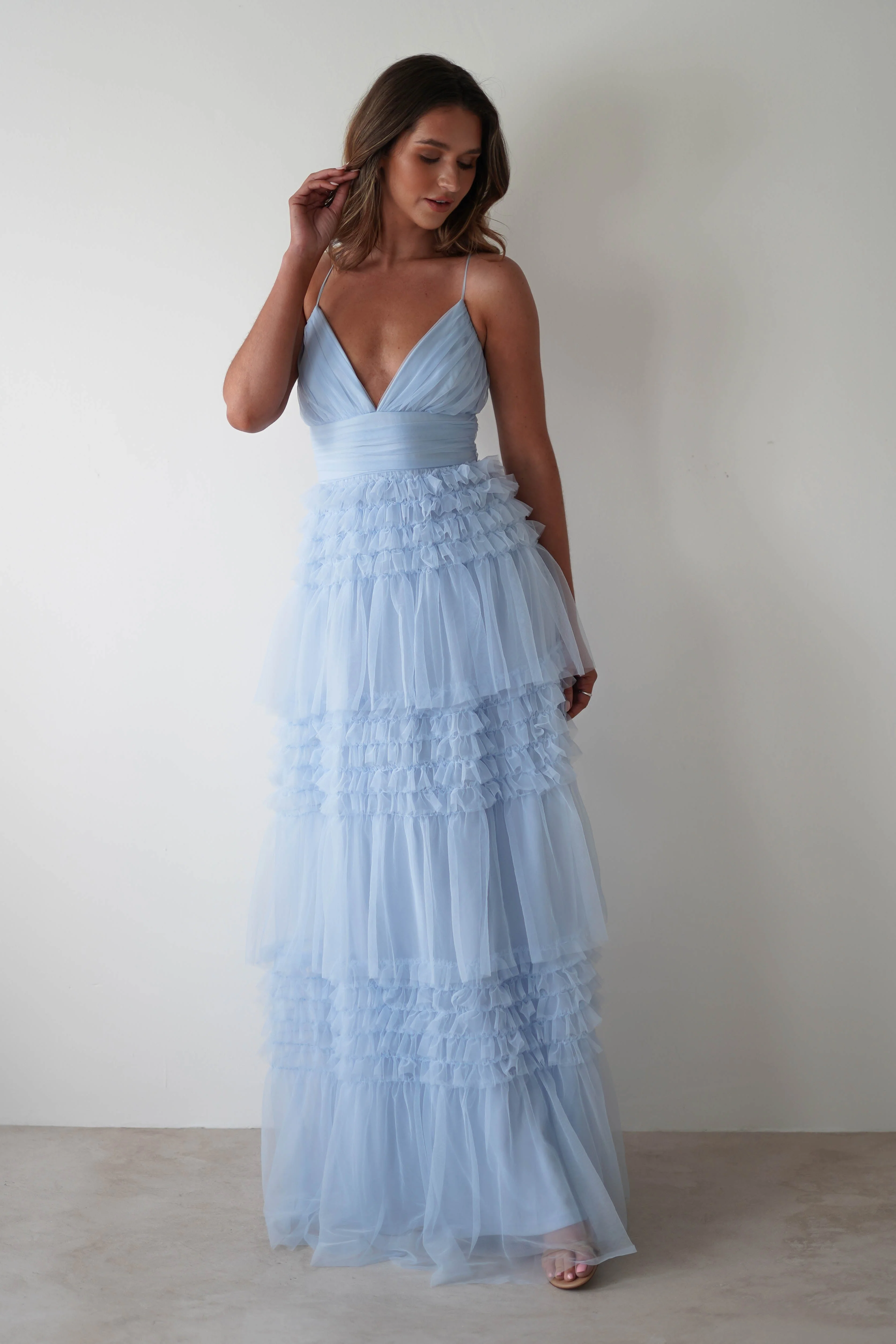 Madeleine Tulle Layered Maxi Dress | Blue - Image 5