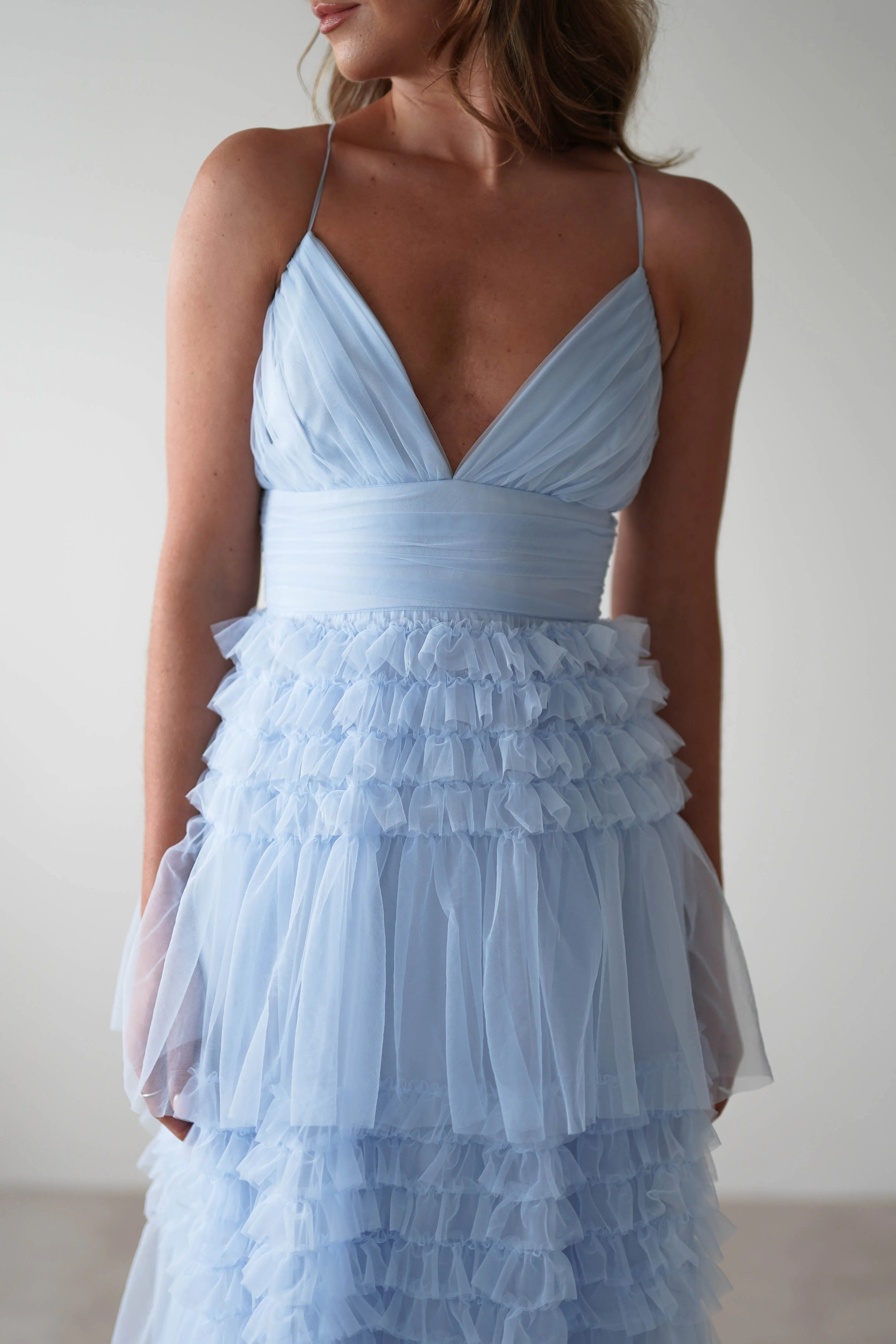 Madeleine Tulle Layered Maxi Dress | Blue - Image 7