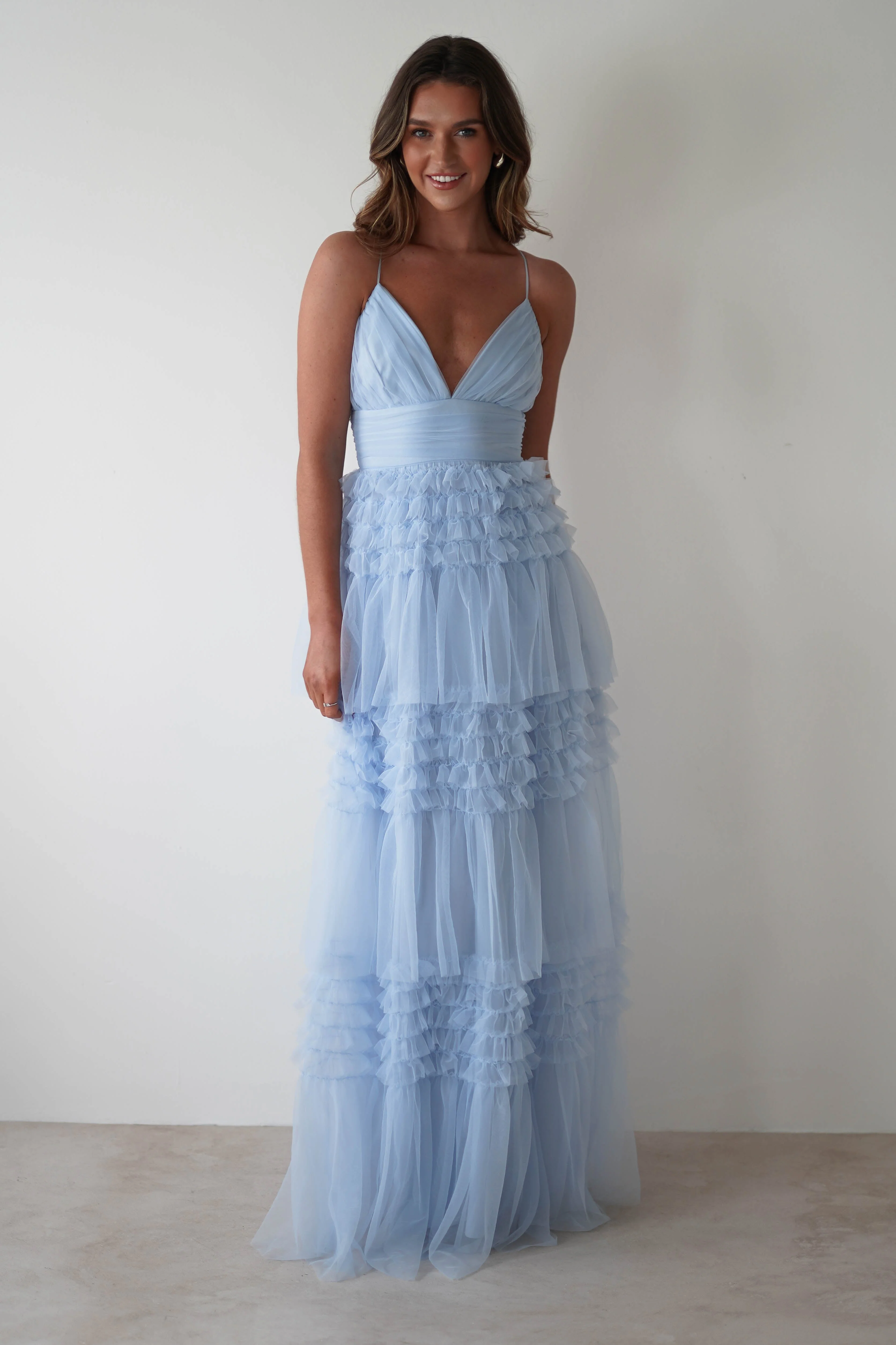Madeleine Tulle Layered Maxi Dress | Blue - Image 8