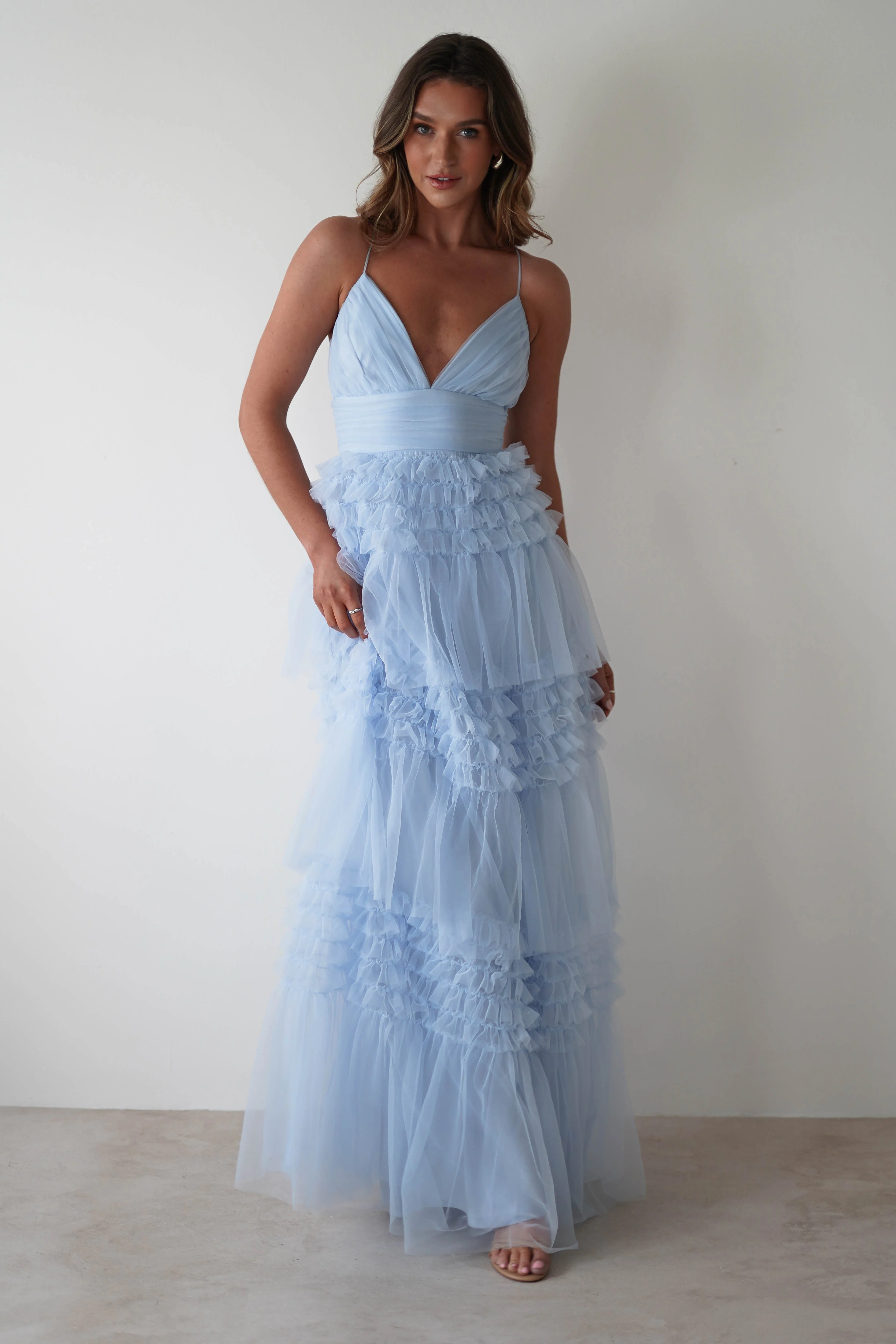 Madeleine Tulle Layered Maxi Dress | Blue - Image 9