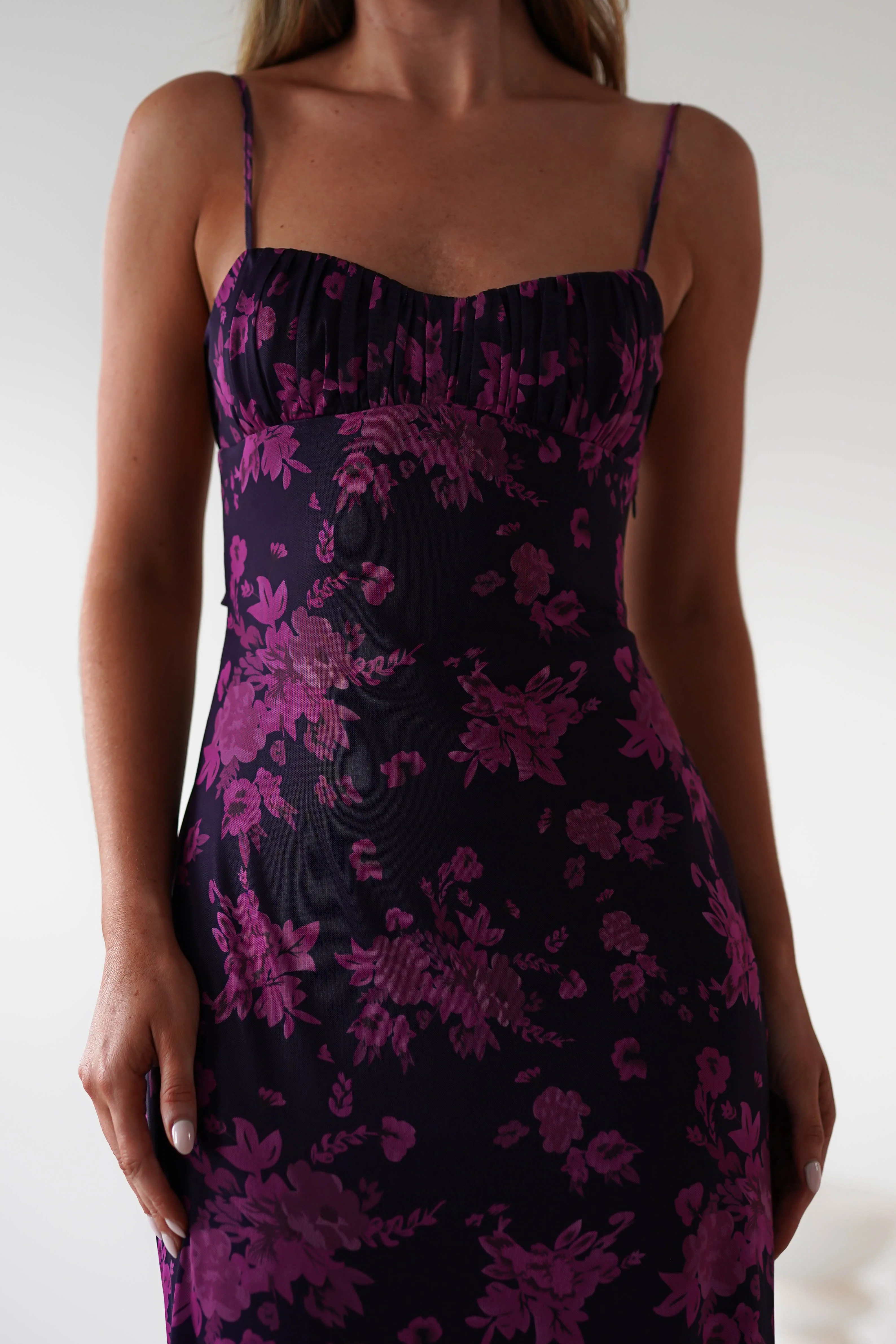 Merlo Low Back Midaxi Dress | Grape Print - Image 14