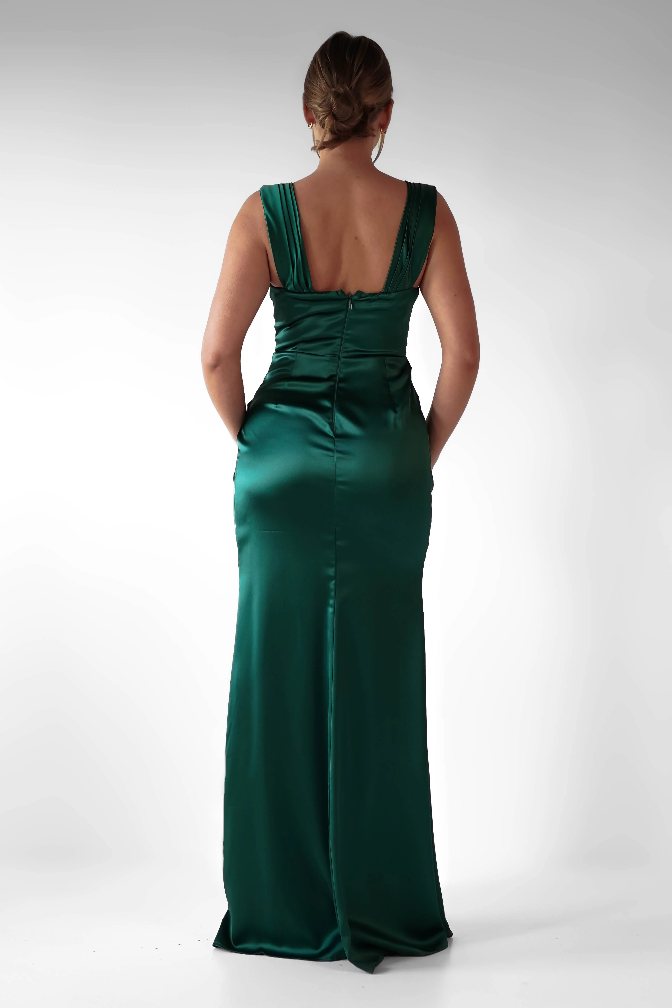 Monica Off The Shoulder Gown | Emerald Green - Image 10