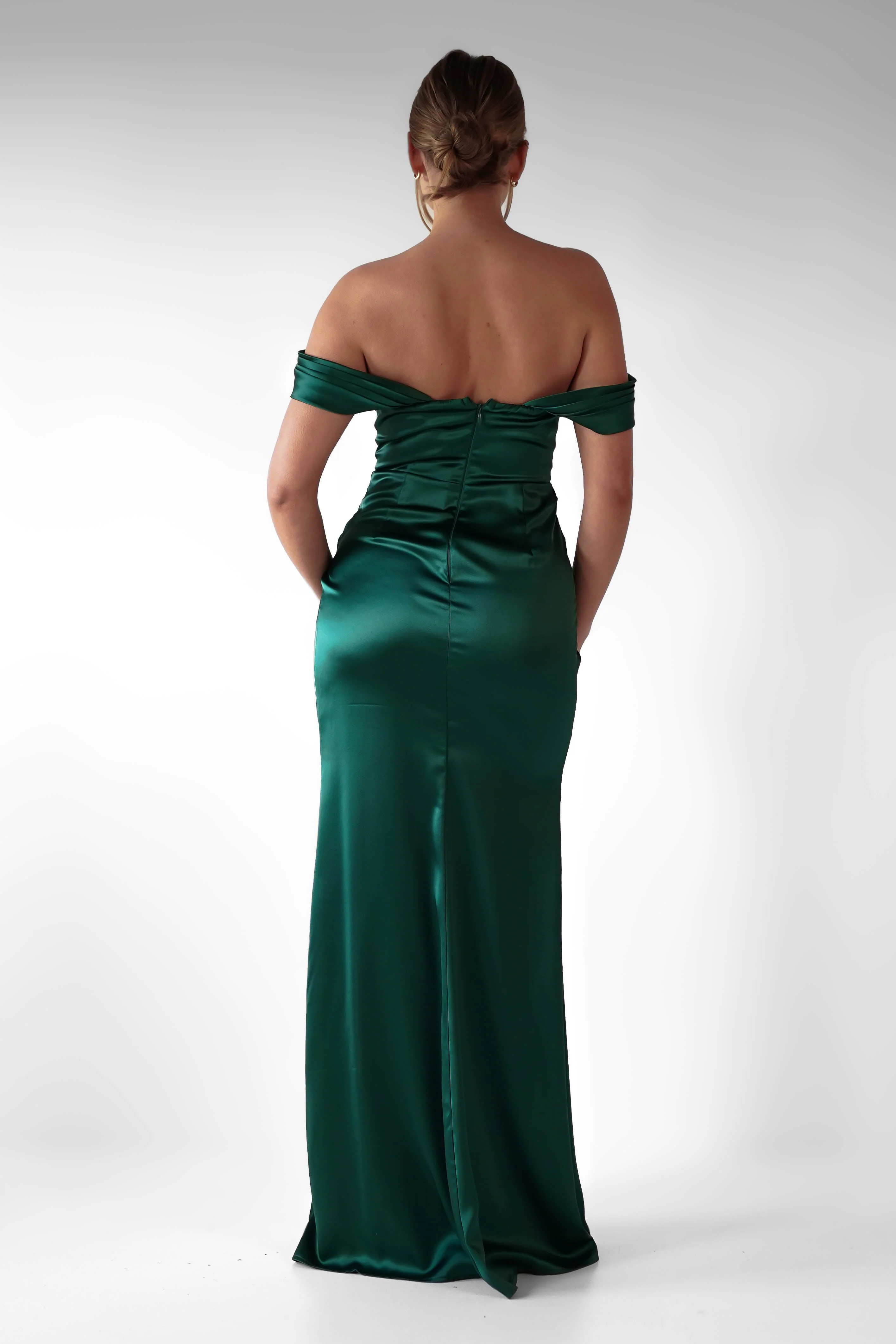 Monica Off The Shoulder Gown | Emerald Green - Image 11