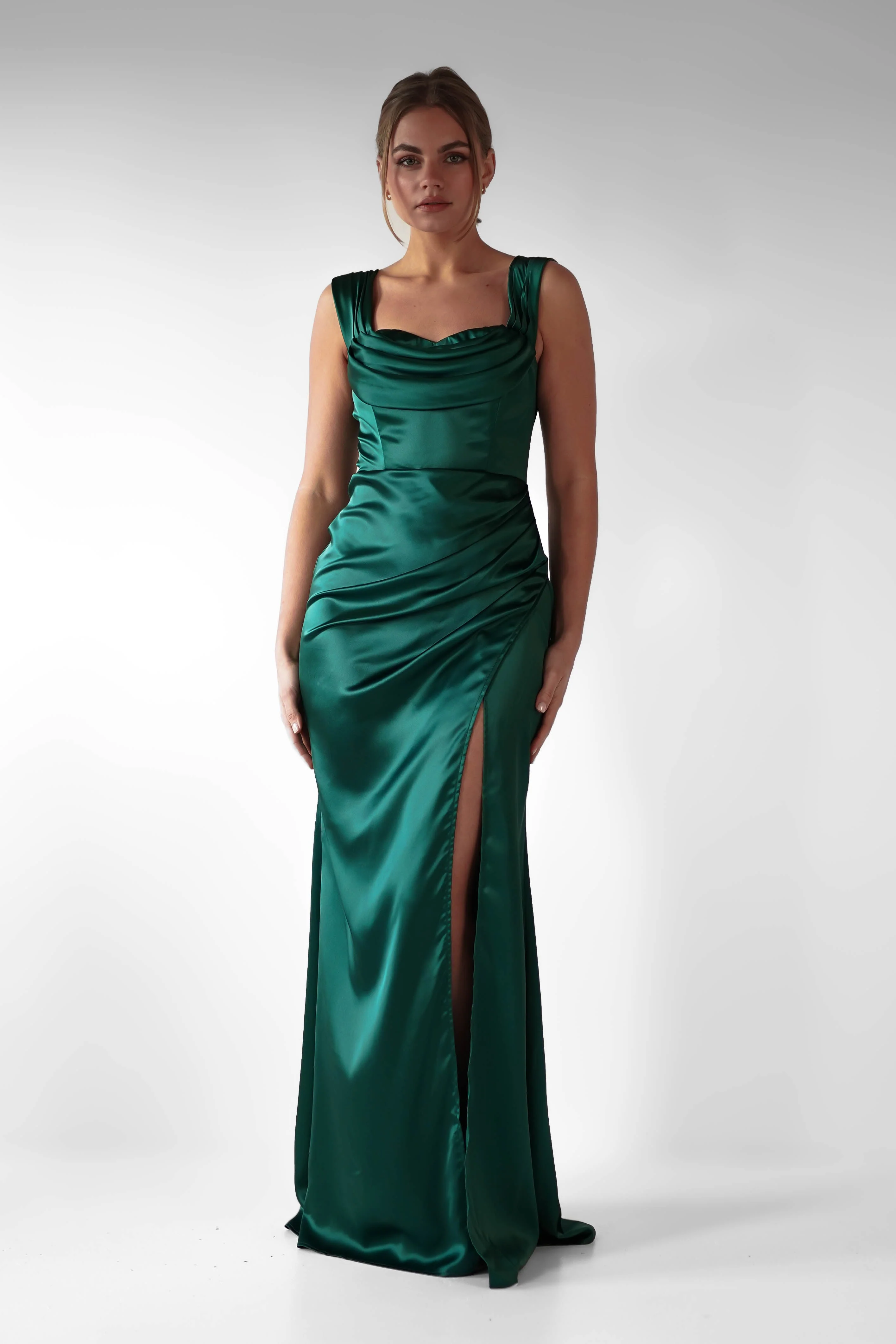 Monica Off The Shoulder Gown | Emerald Green - Image 12