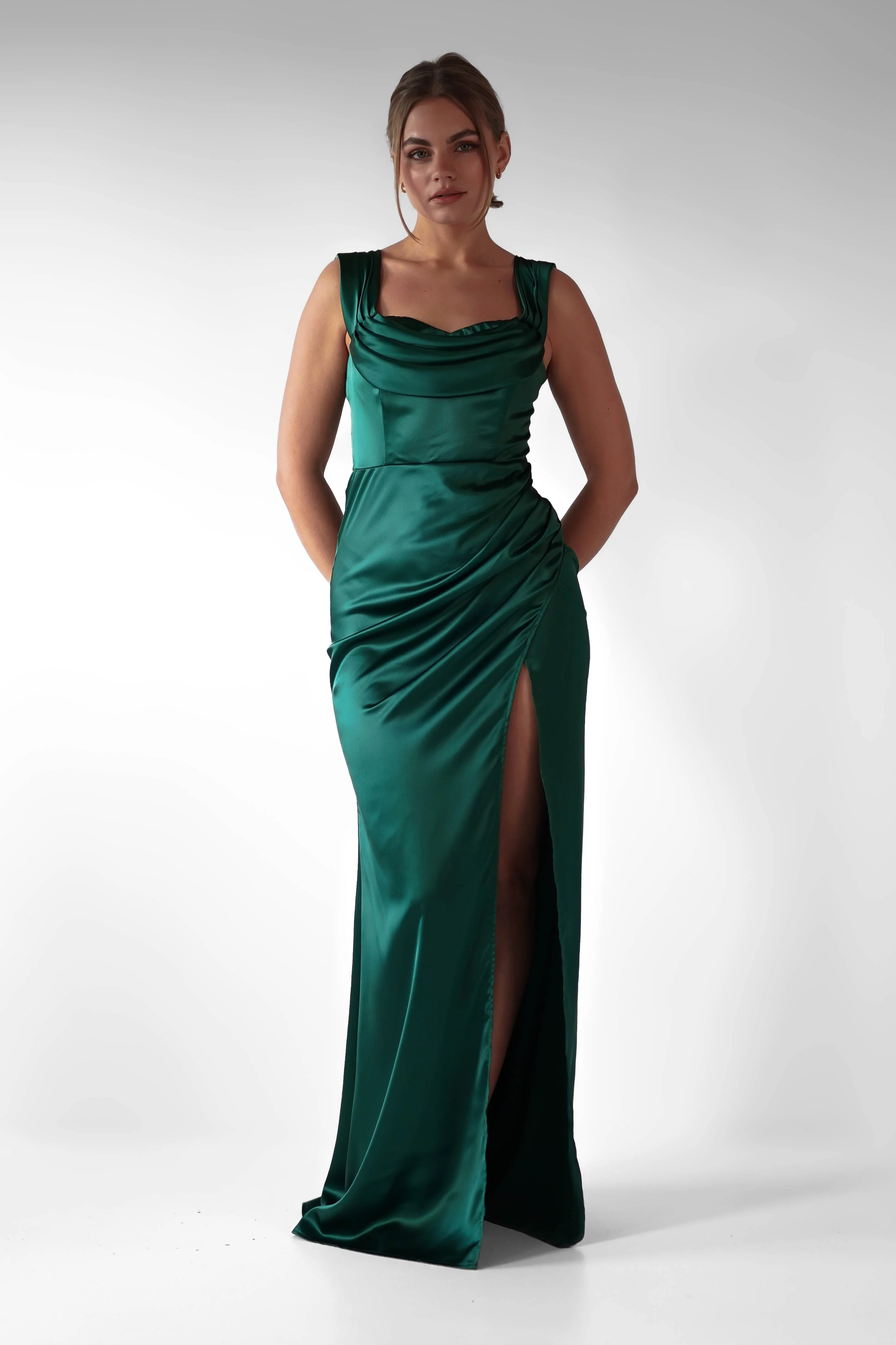 Monica Off The Shoulder Gown | Emerald Green - Image 4