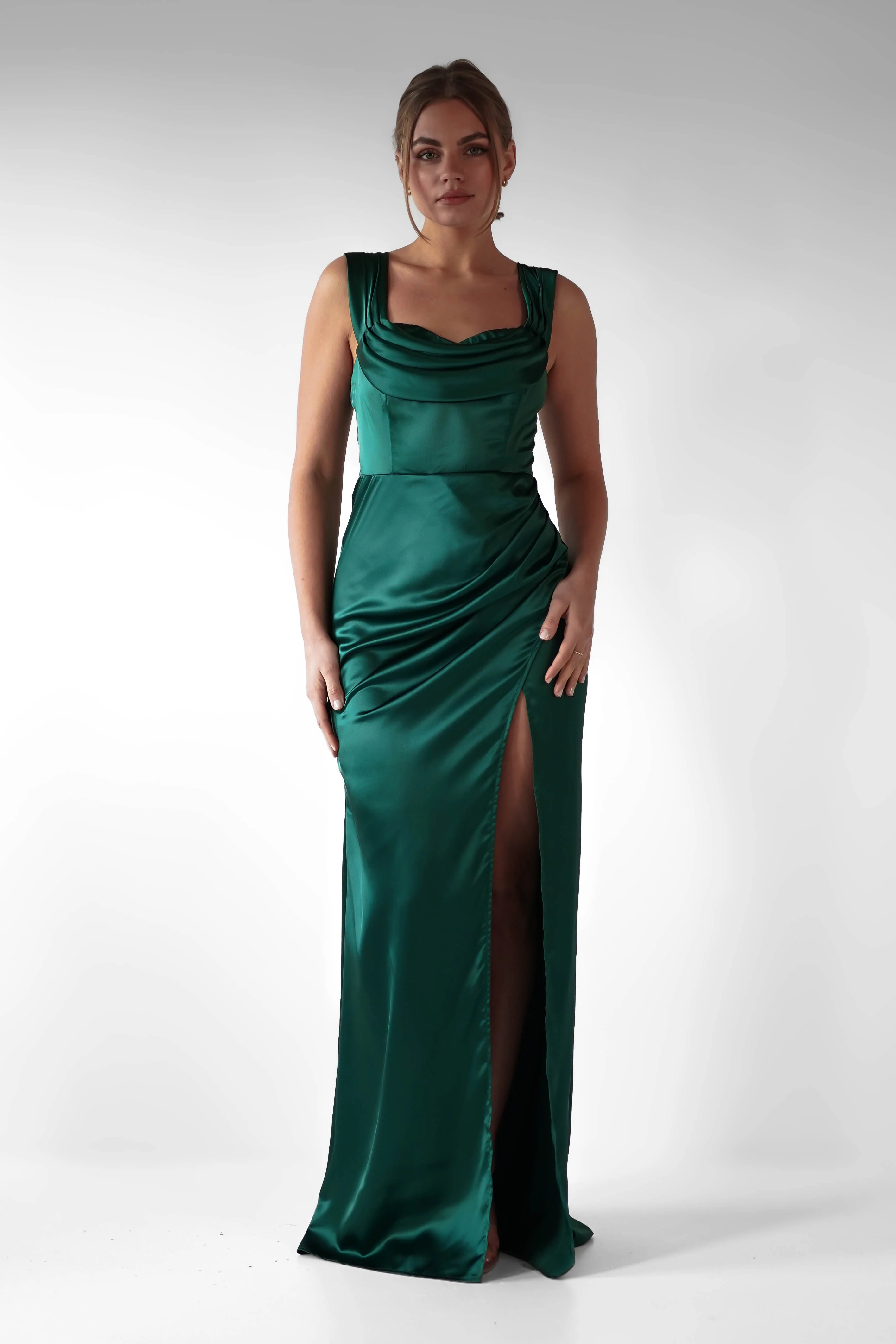 Monica Off The Shoulder Gown | Emerald Green - Image 5