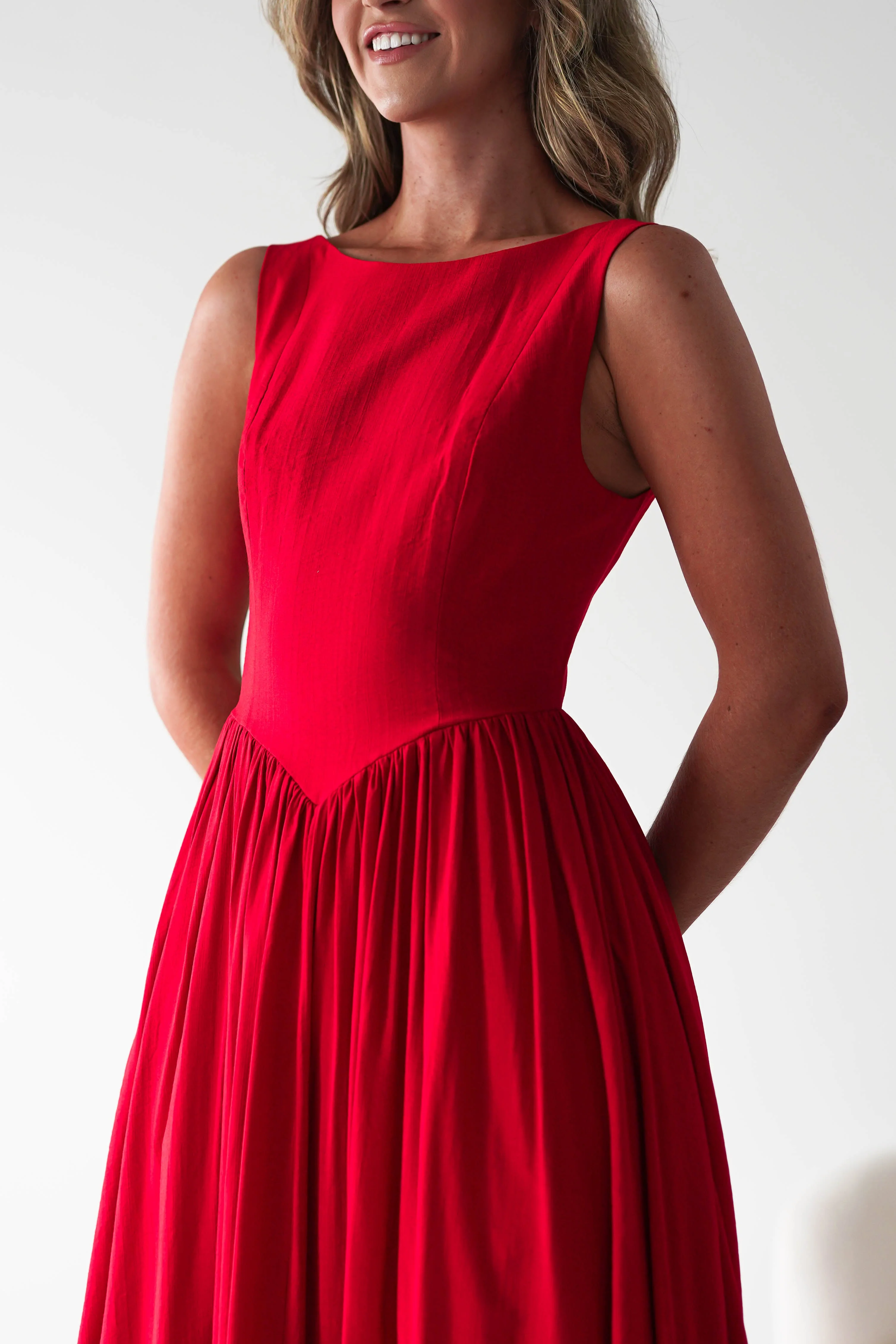 Monroe Skater Midaxi Dress | Red - Image 6