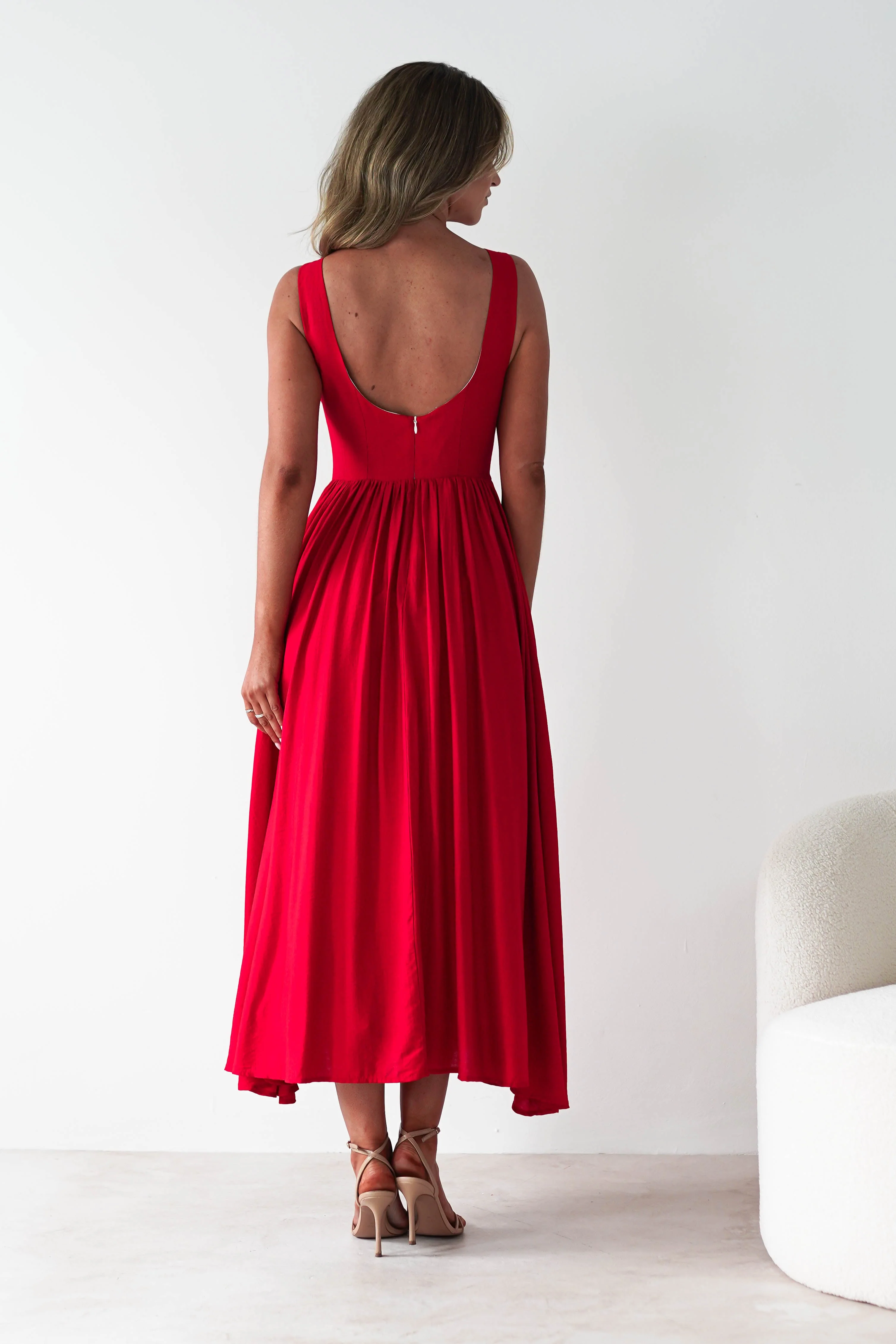 Monroe Skater Midaxi Dress | Red - Image 7