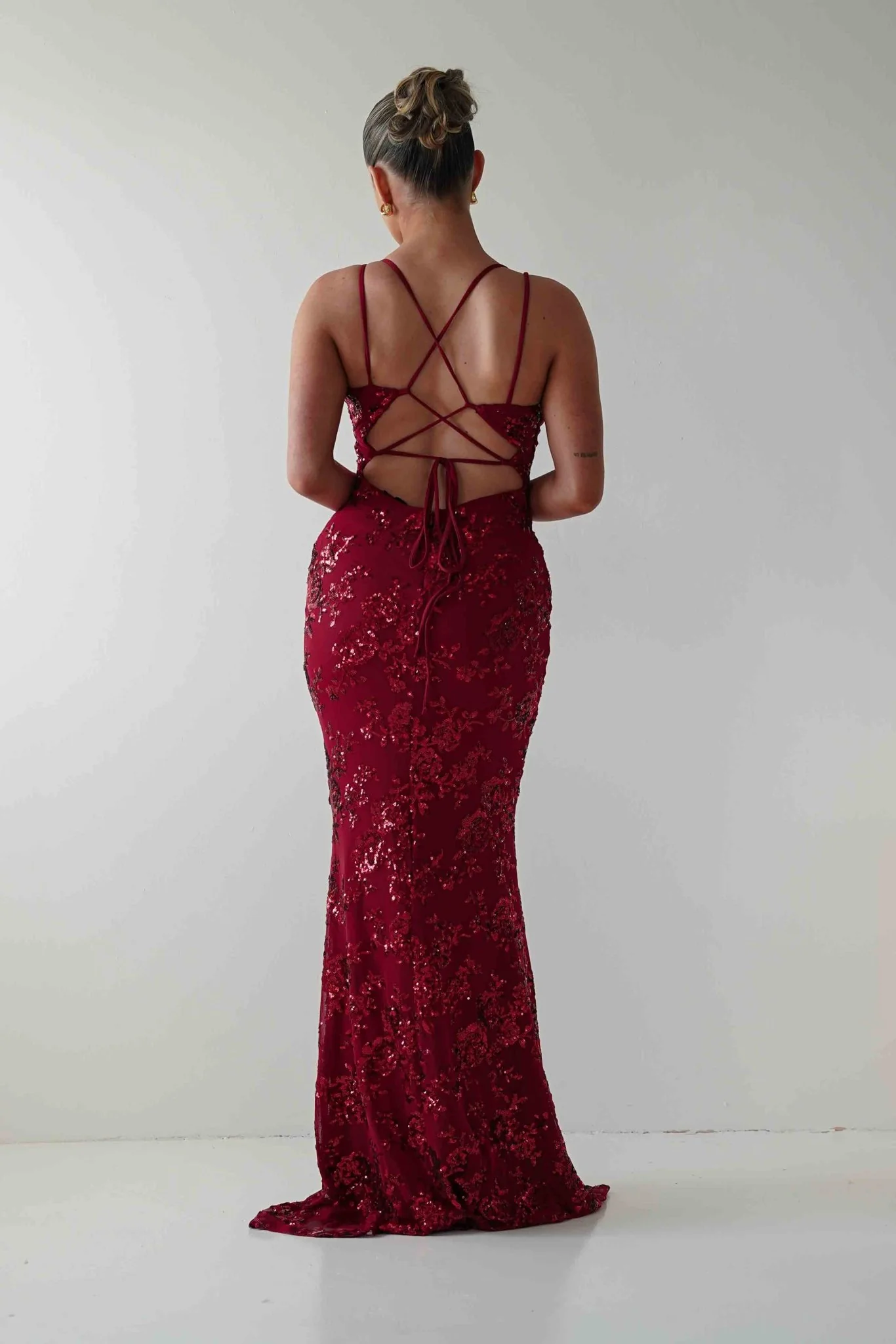 Morgan Sequin Embroidered Maxi Gown | Red - Image 10