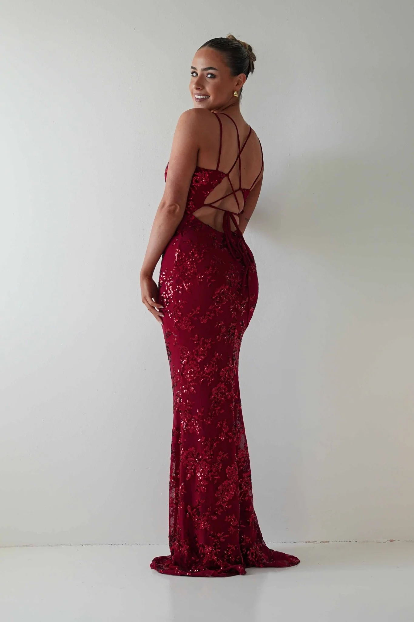 Morgan Sequin Embroidered Maxi Gown | Red - Image 6