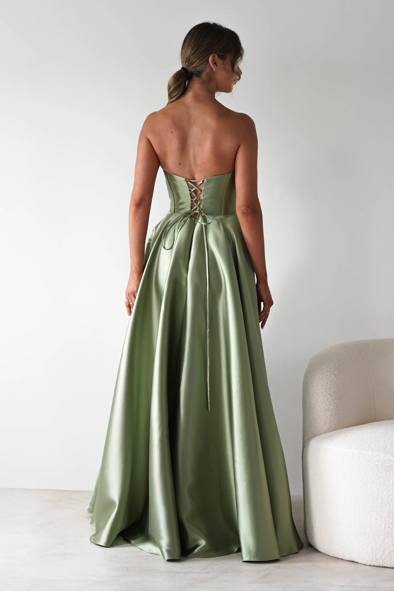 Pepper Strapless A-Line Maxi Gown | Sage - Image 7
