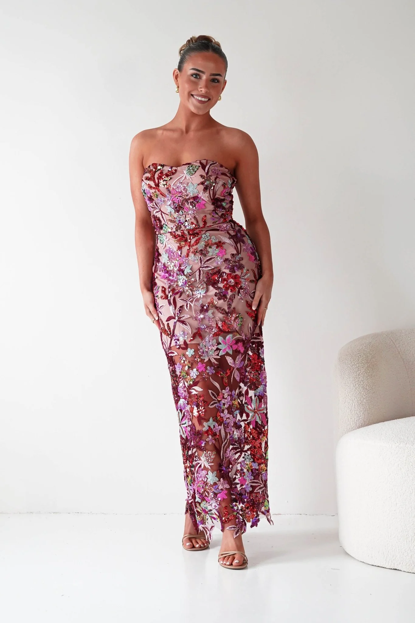 Petra Strapless Sequin Embellished Maxi Dress | Mixed - Image 3