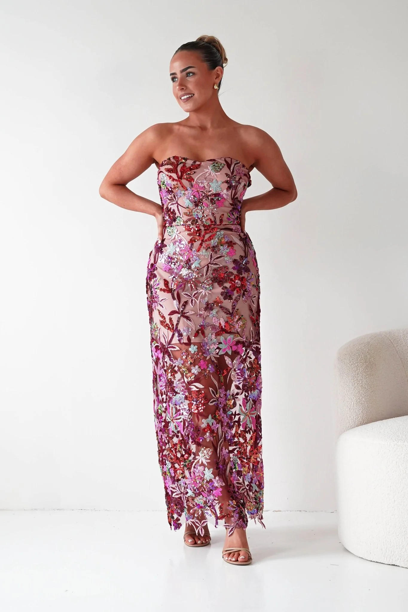 Petra Strapless Sequin Embellished Maxi Dress | Mixed - Image 7