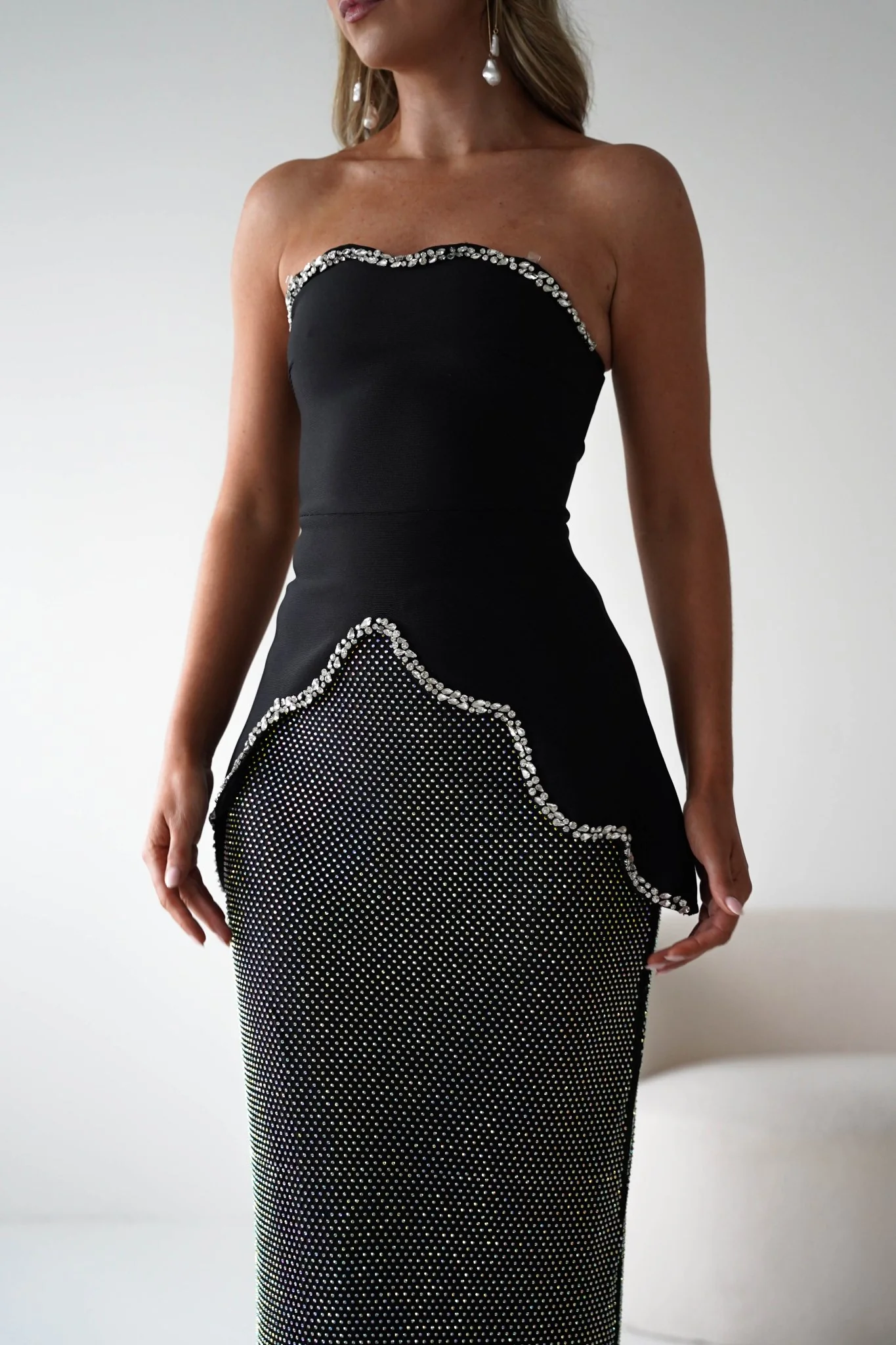 Ranla Strapless Bandage Top/Skirt Set | Black - Image 3