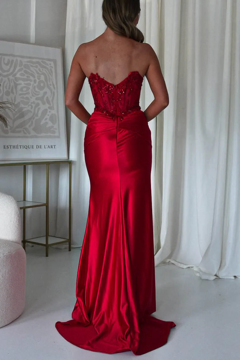 Raquel Bodycon Embellished Gown | Red - Image 5