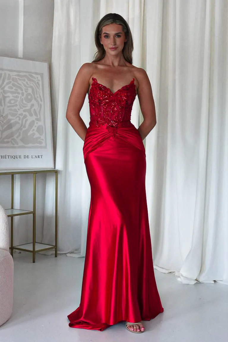 Raquel Bodycon Embellished Gown | Red - Image 6