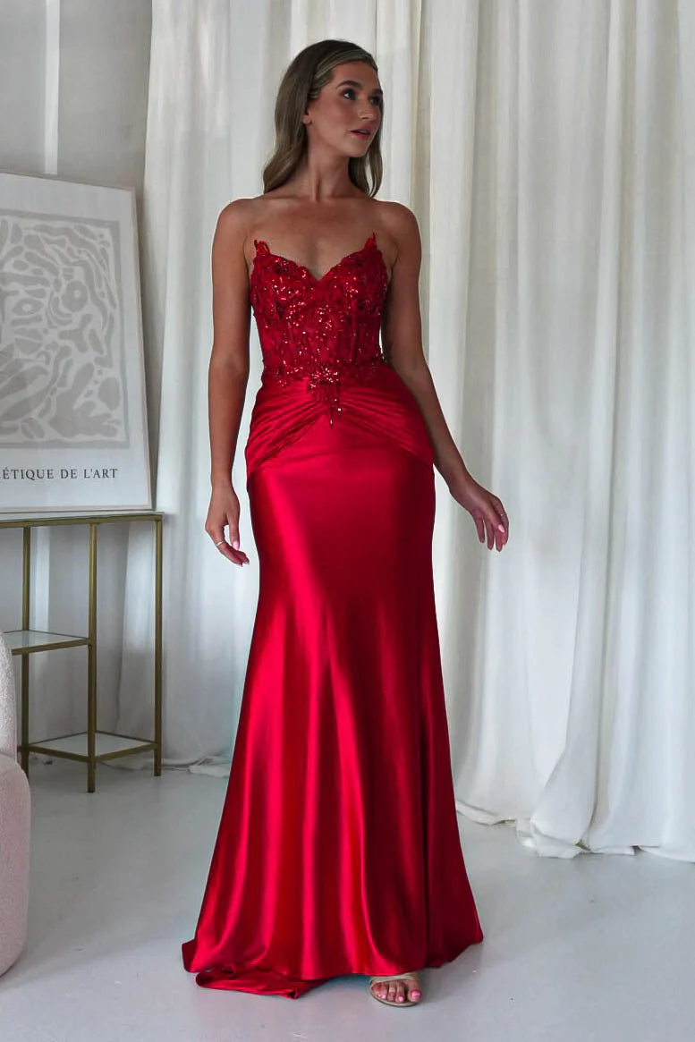 Raquel Bodycon Embellished Gown | Red - Image 7