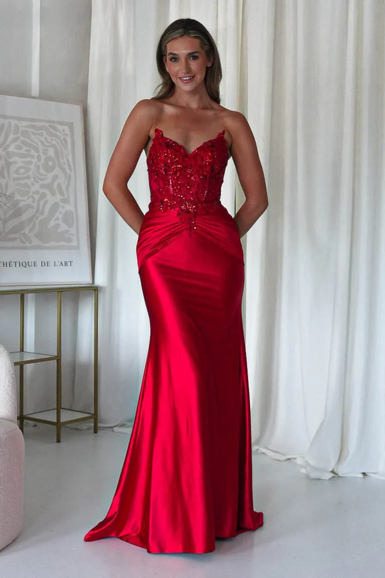 Raquel Bodycon Embellished Gown | Red - Image 8
