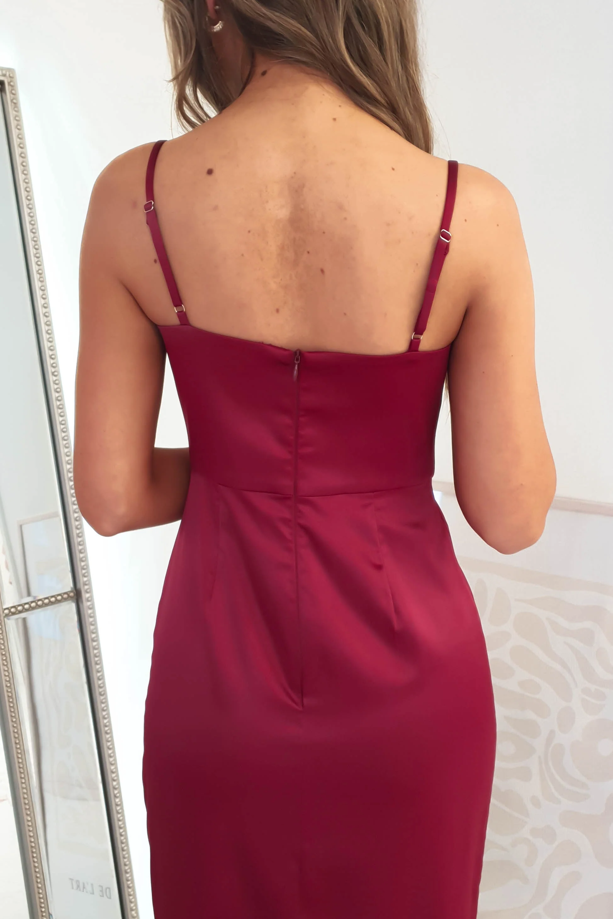 Ravella Soft Satin Maxi Dress | Burgundy - Image 3