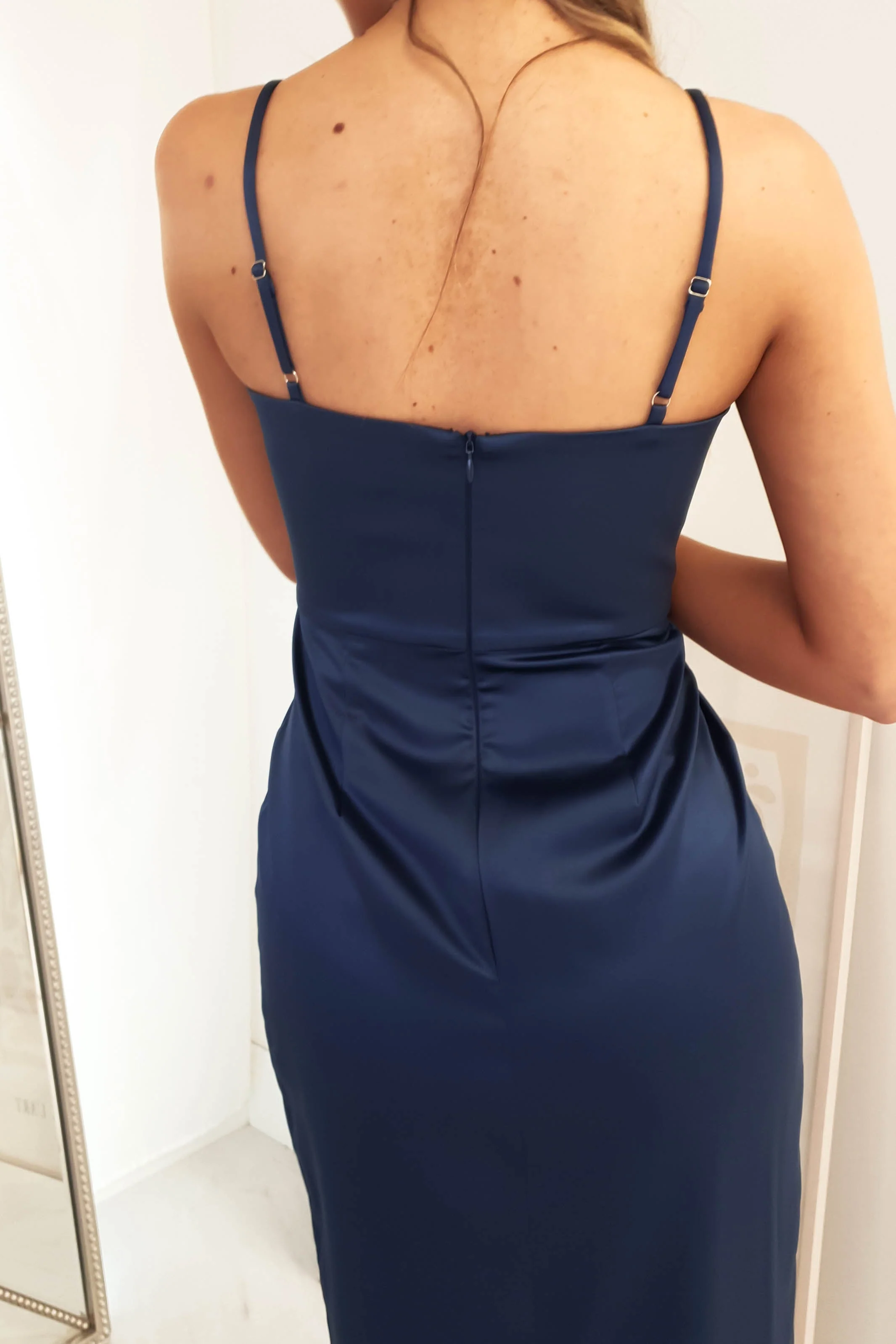 Ravella Soft Satin Maxi Dress | Navy - Image 3