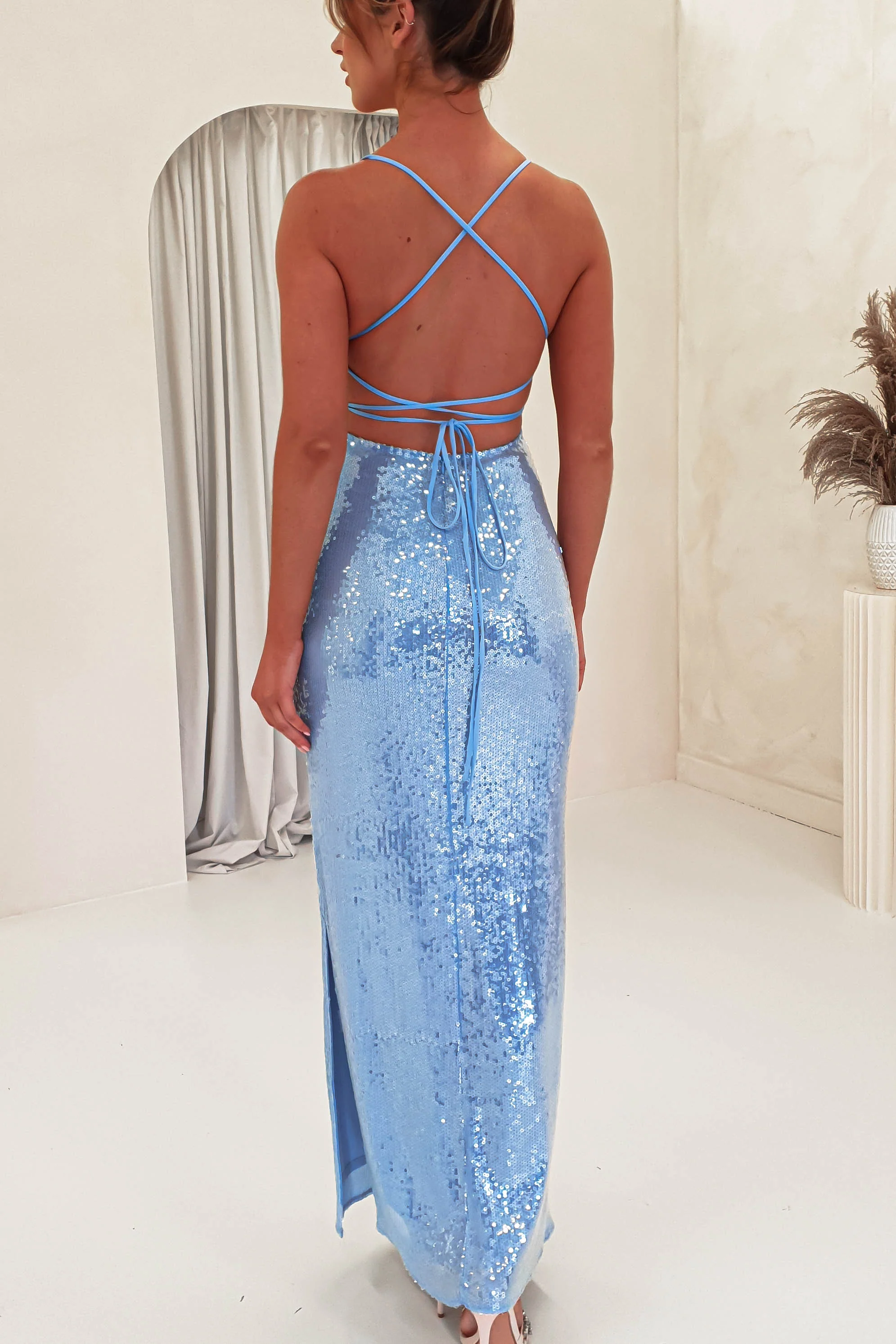 Renesmee Sequin Maxi Dress | Blue - Image 5