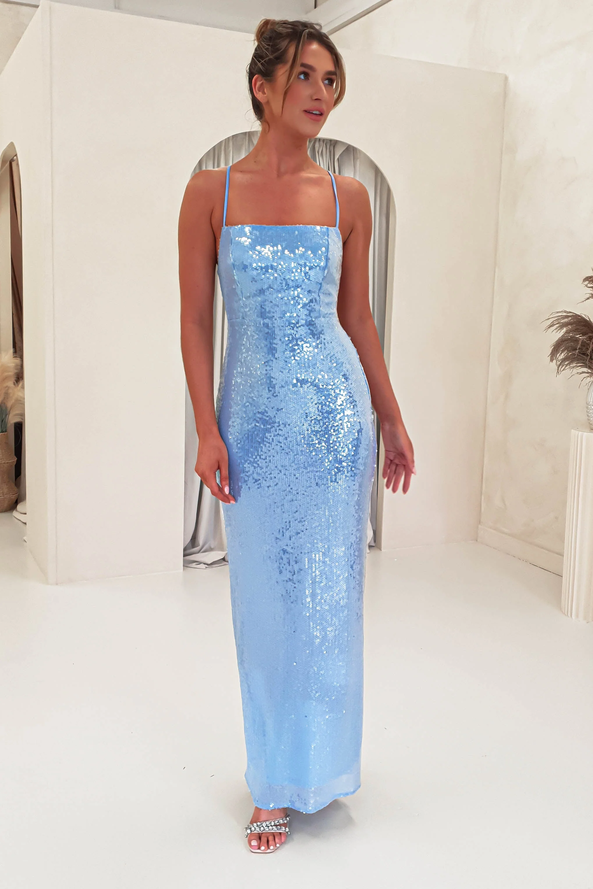 Renesmee Sequin Maxi Dress | Blue - Image 8