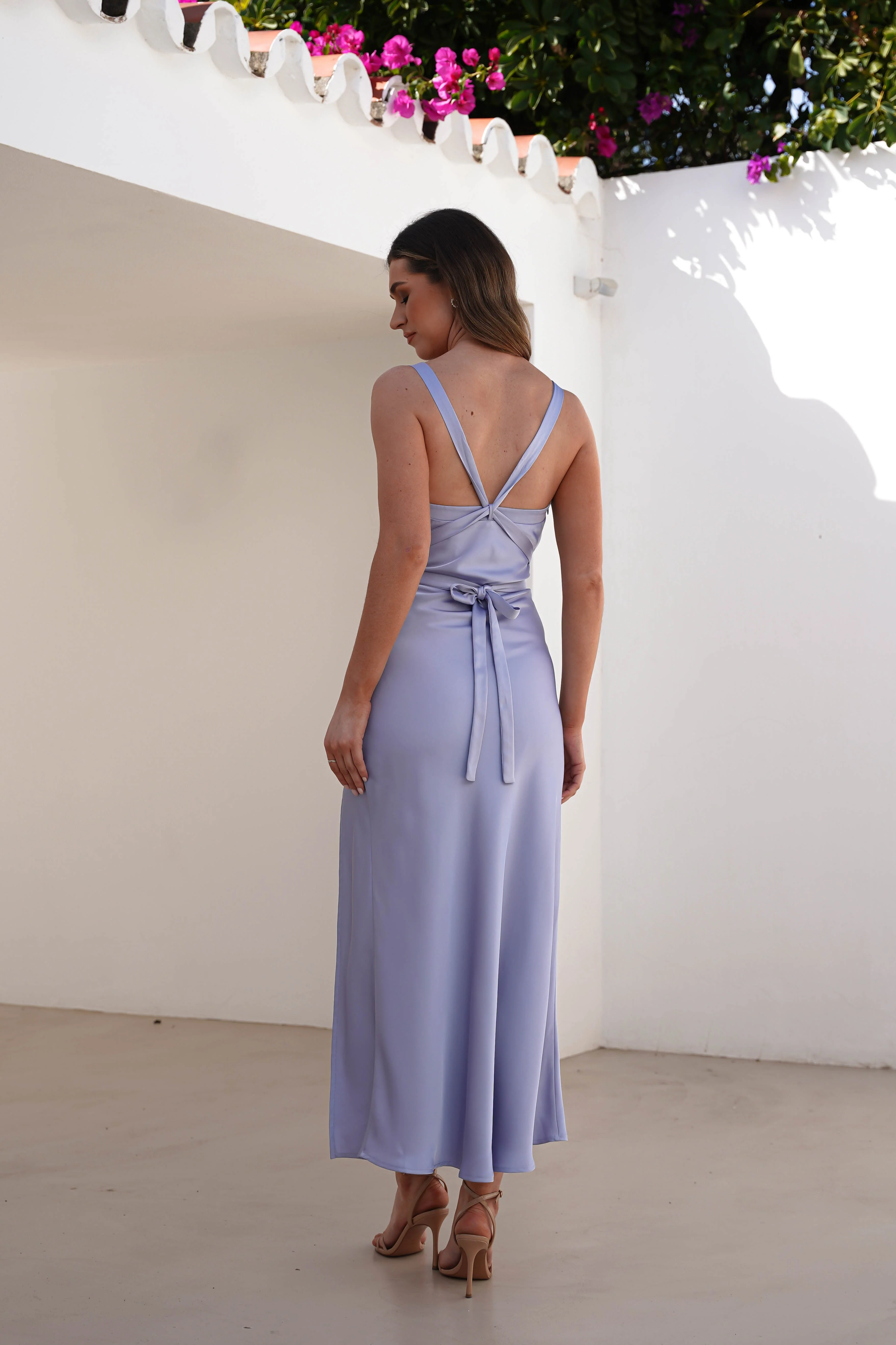 Salma Soft Matte Satin Midaxi Dress | Periwinkle Blue - Image 3