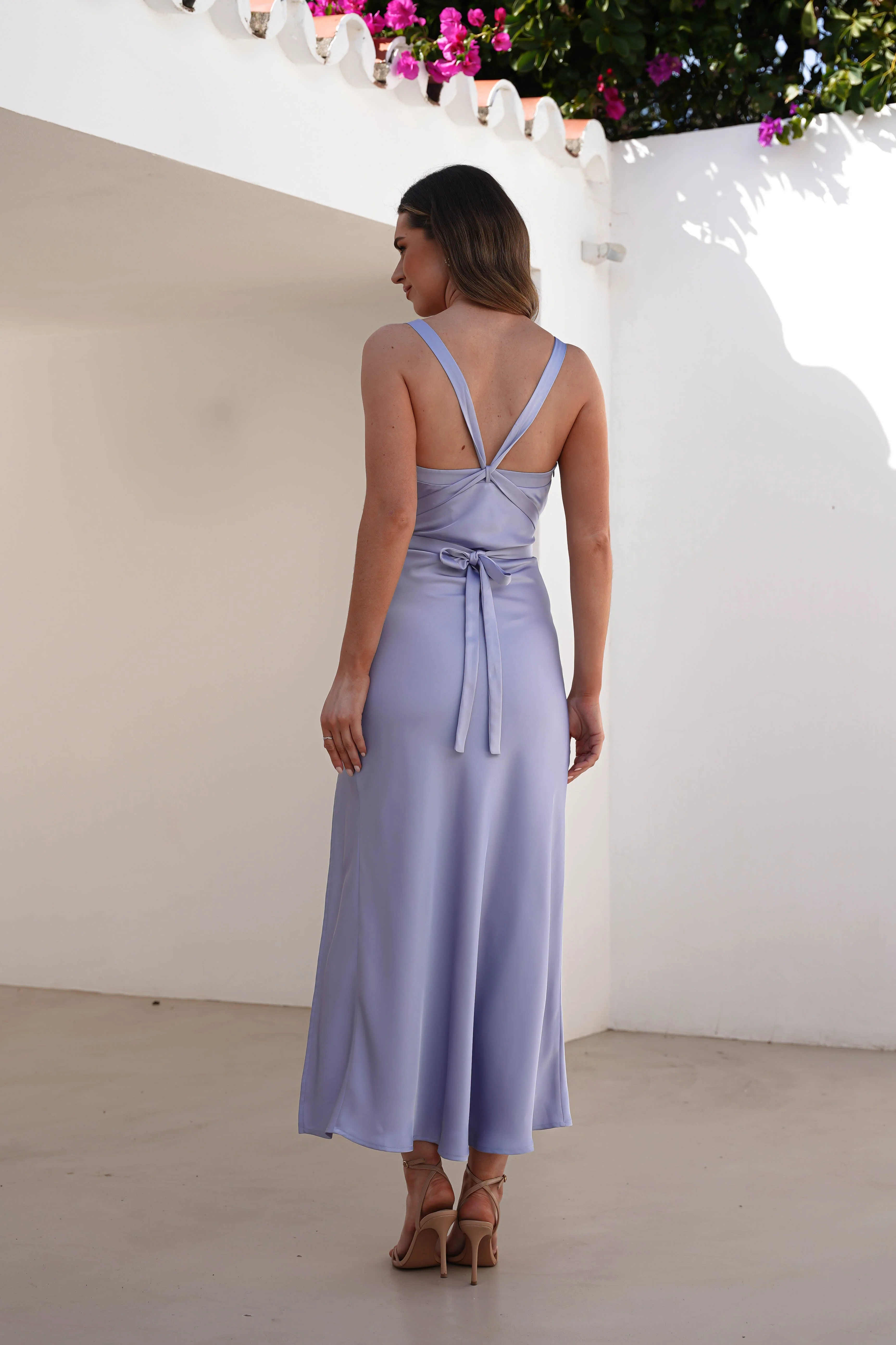 Salma Soft Matte Satin Midaxi Dress | Periwinkle Blue - Image 7