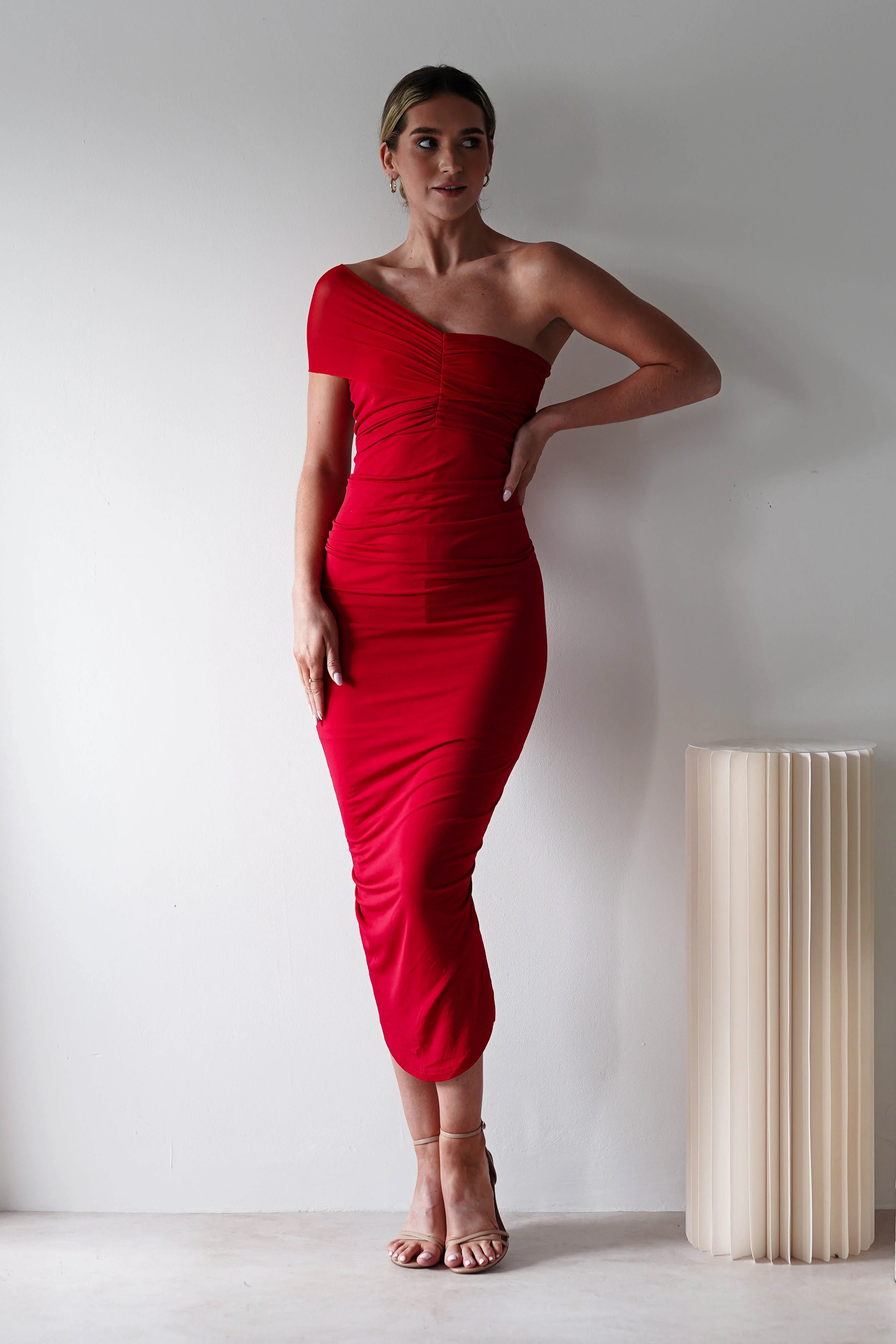 Sania Bodycon Midi Dress | Red - Image 6