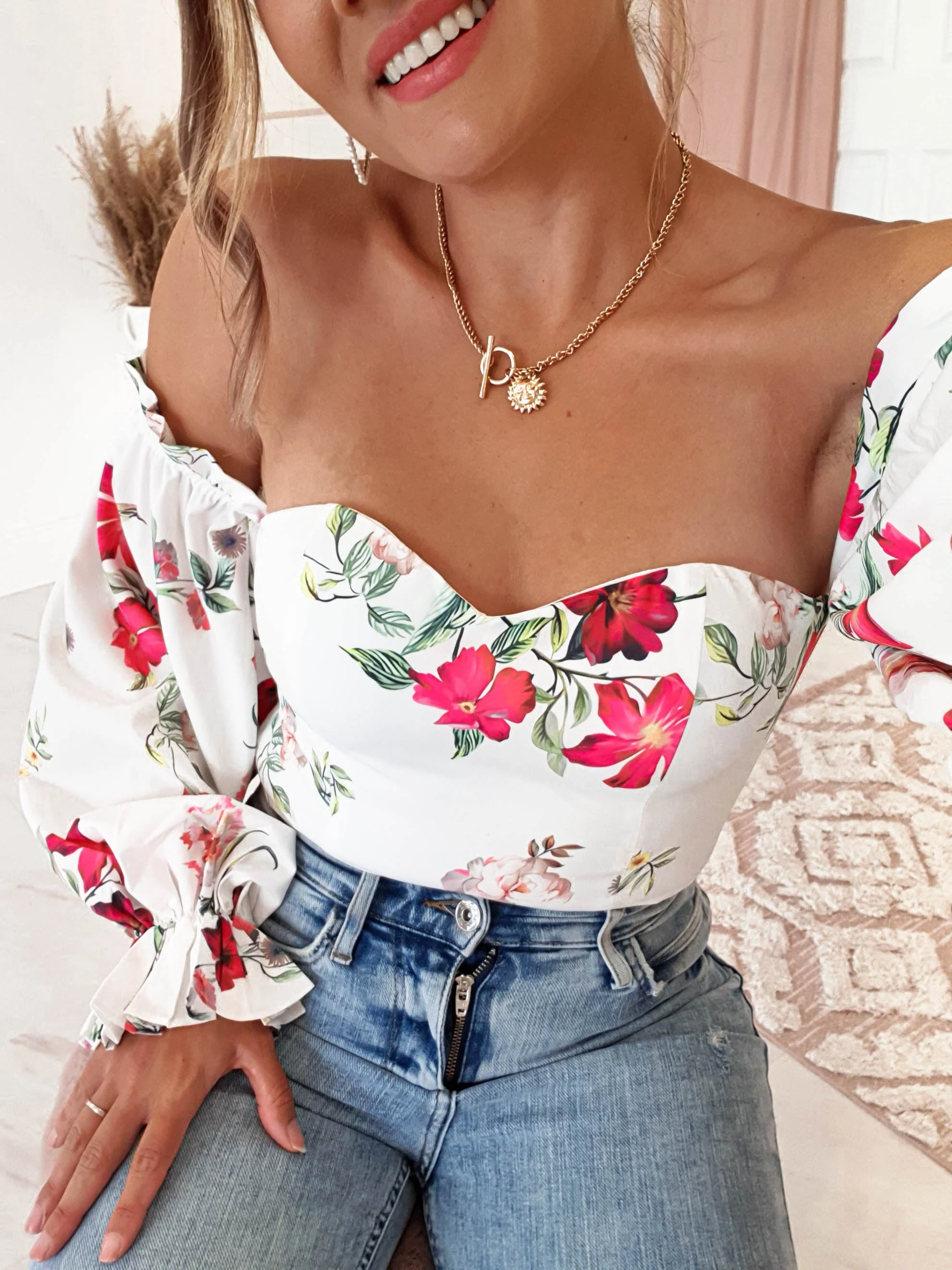 Shani Off The Shoulder Top/Bodysuit | Mixed Print - Image 5