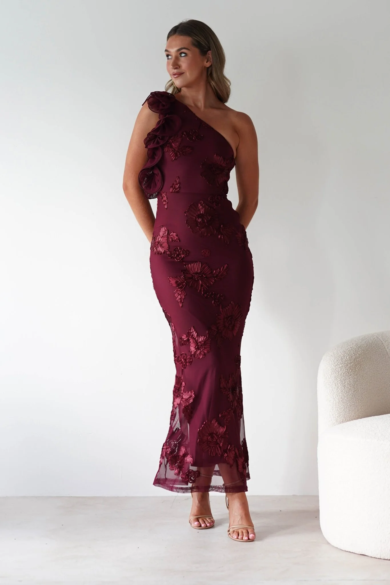 Siren Bodycon Maxi Dress | Wine Textured - Image 3