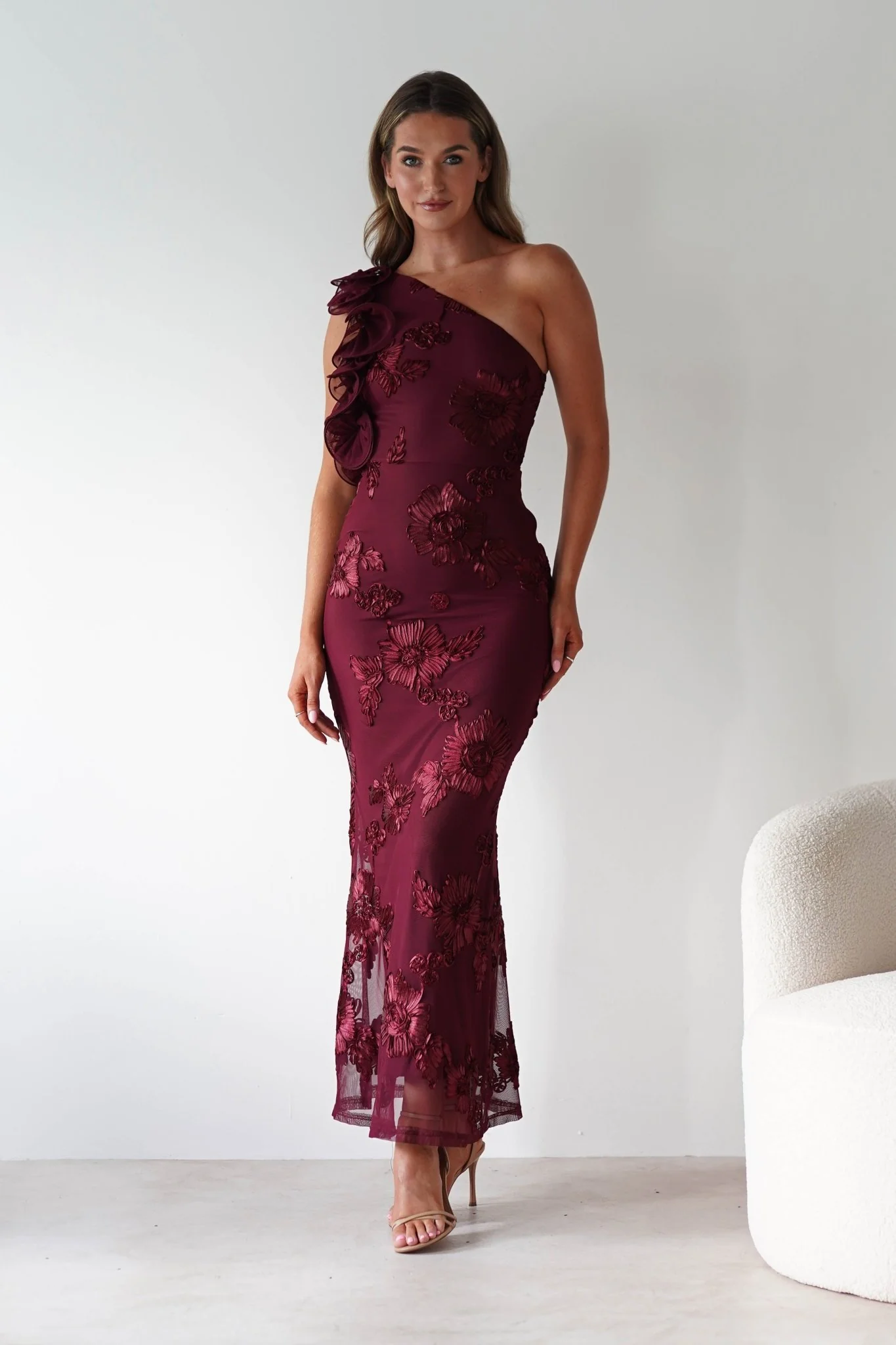 Siren Bodycon Maxi Dress | Wine Textured - Image 4
