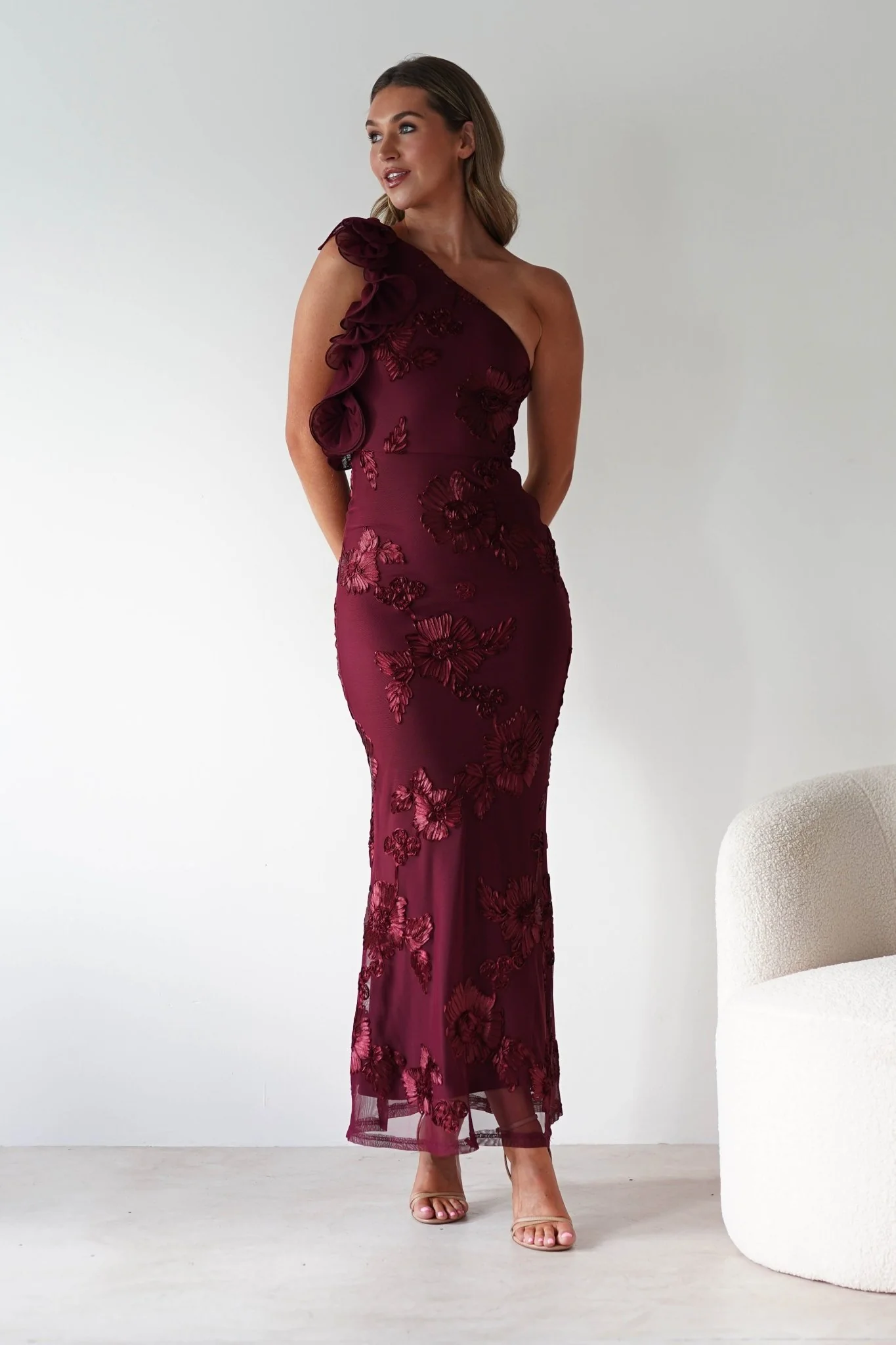 Siren Bodycon Maxi Dress | Wine Textured - Image 5